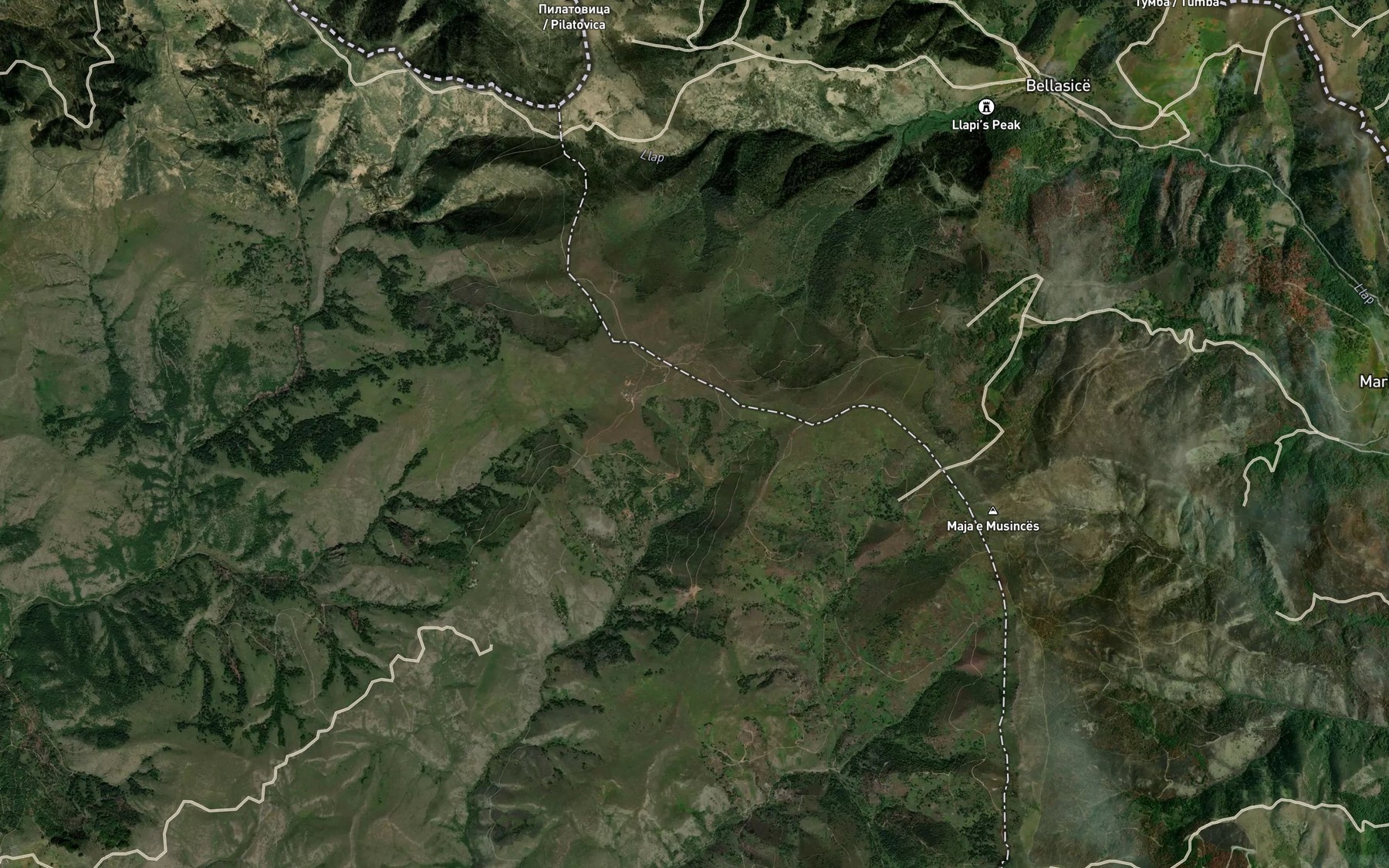 Satellite map of the Uji i Bardhe