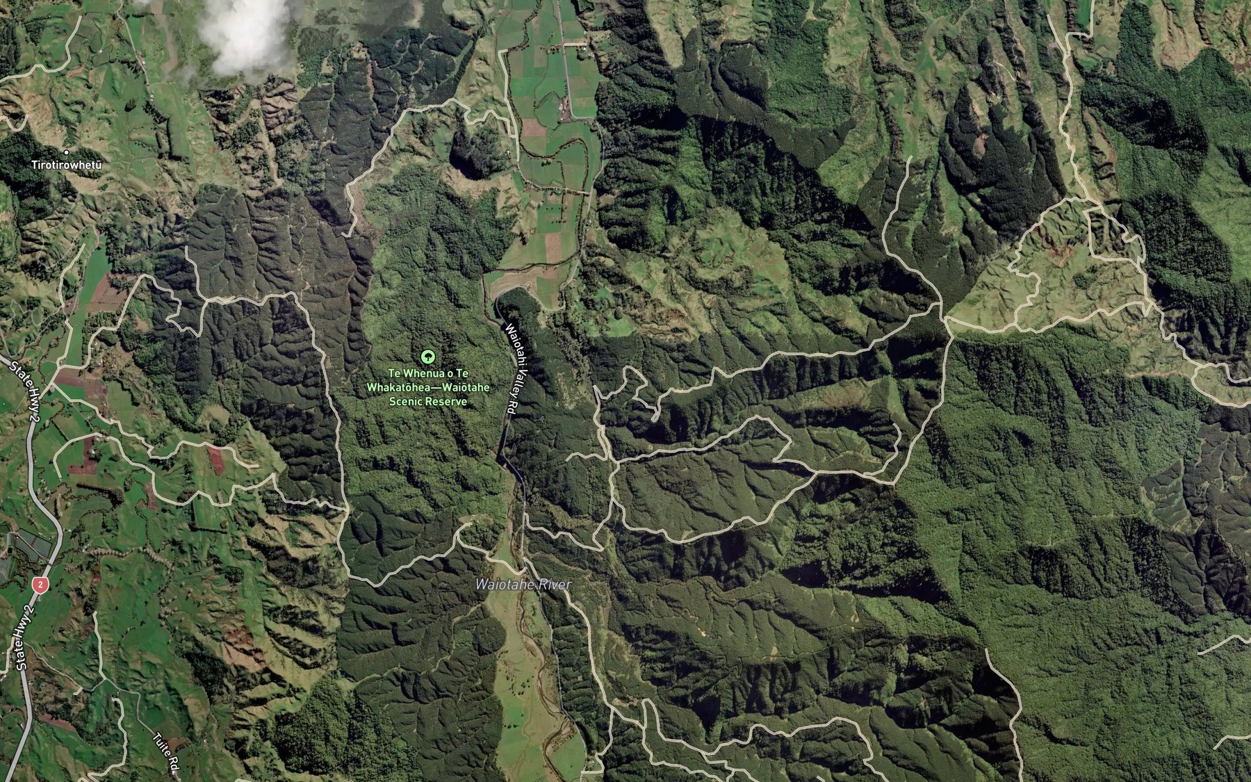Satellite map of the Ruakaka Stream