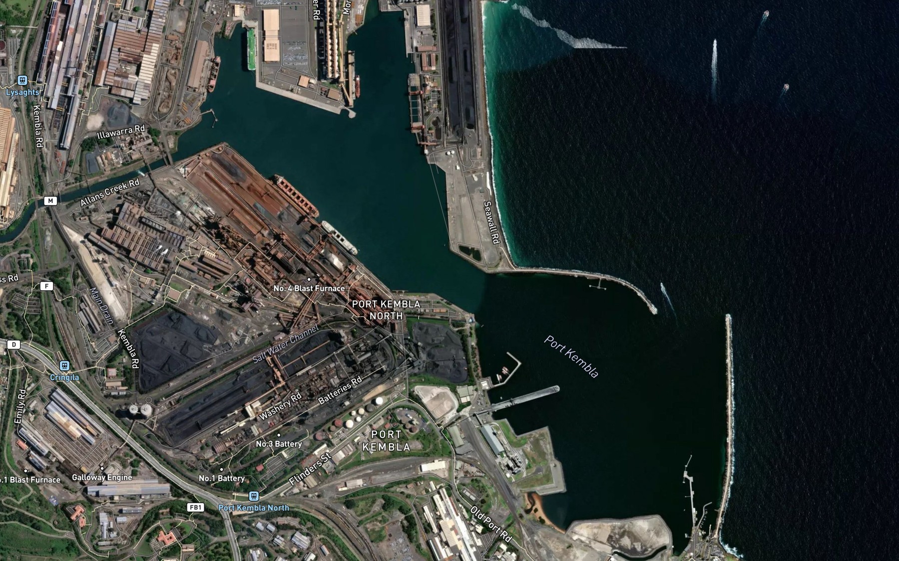 Satellite map of the Port Kembla