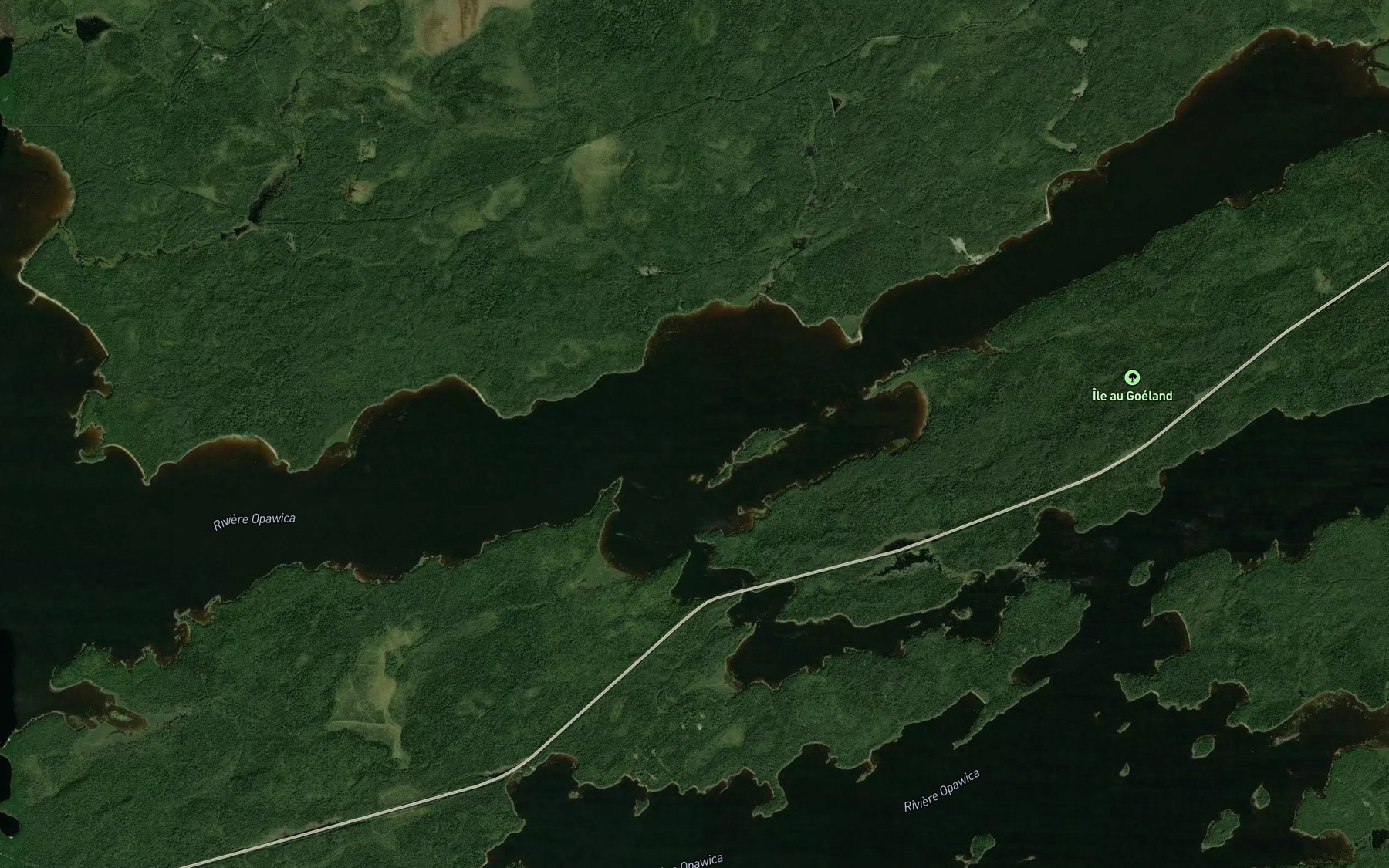 Satellite map of the Lac Opawica