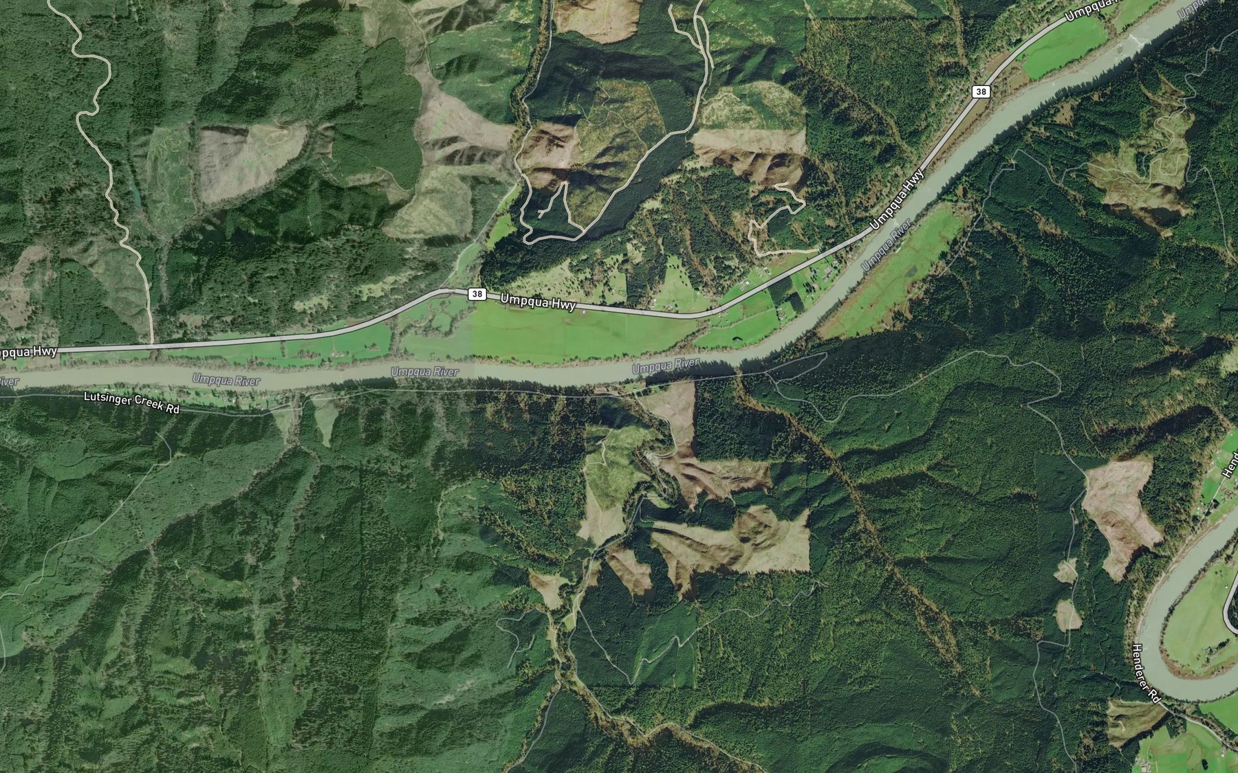 Satellite map of the Lutsinger Creek