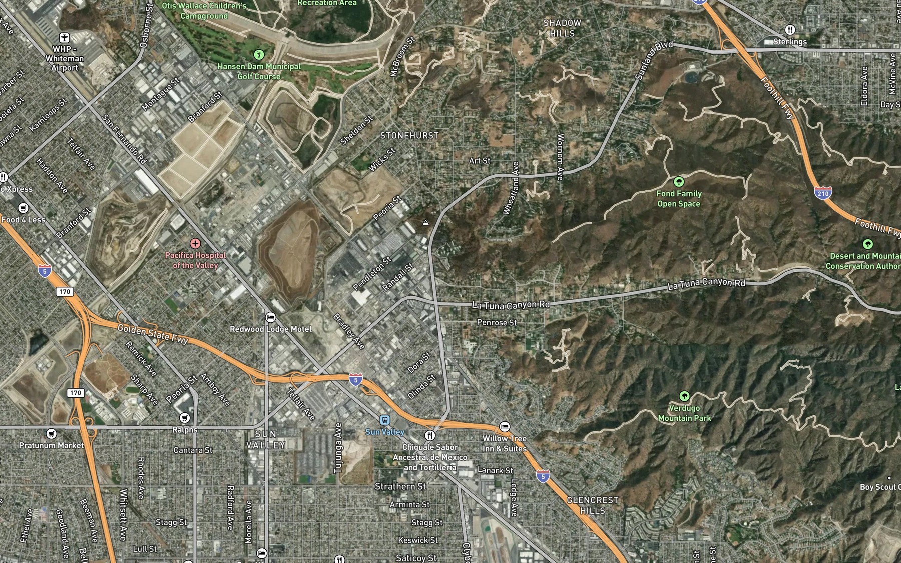 Satellite map of the Hansen Heights Channel