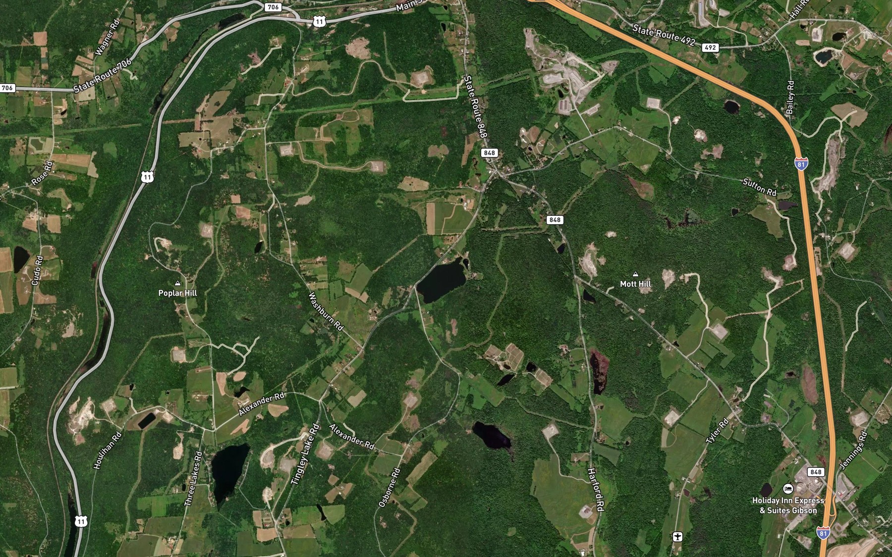 Satellite map of the Gillespies Pond