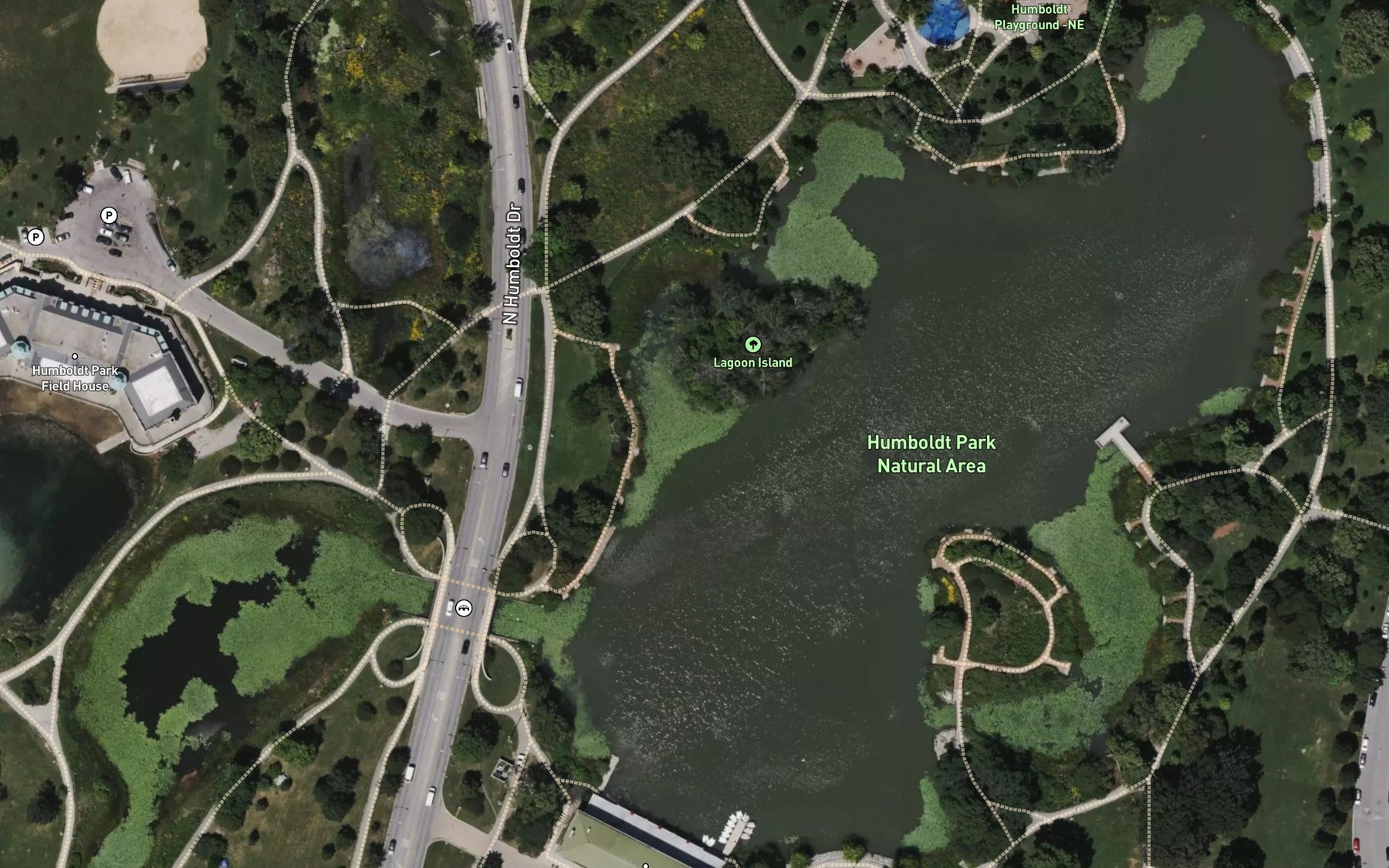 Satellite map of the Humboldt Park