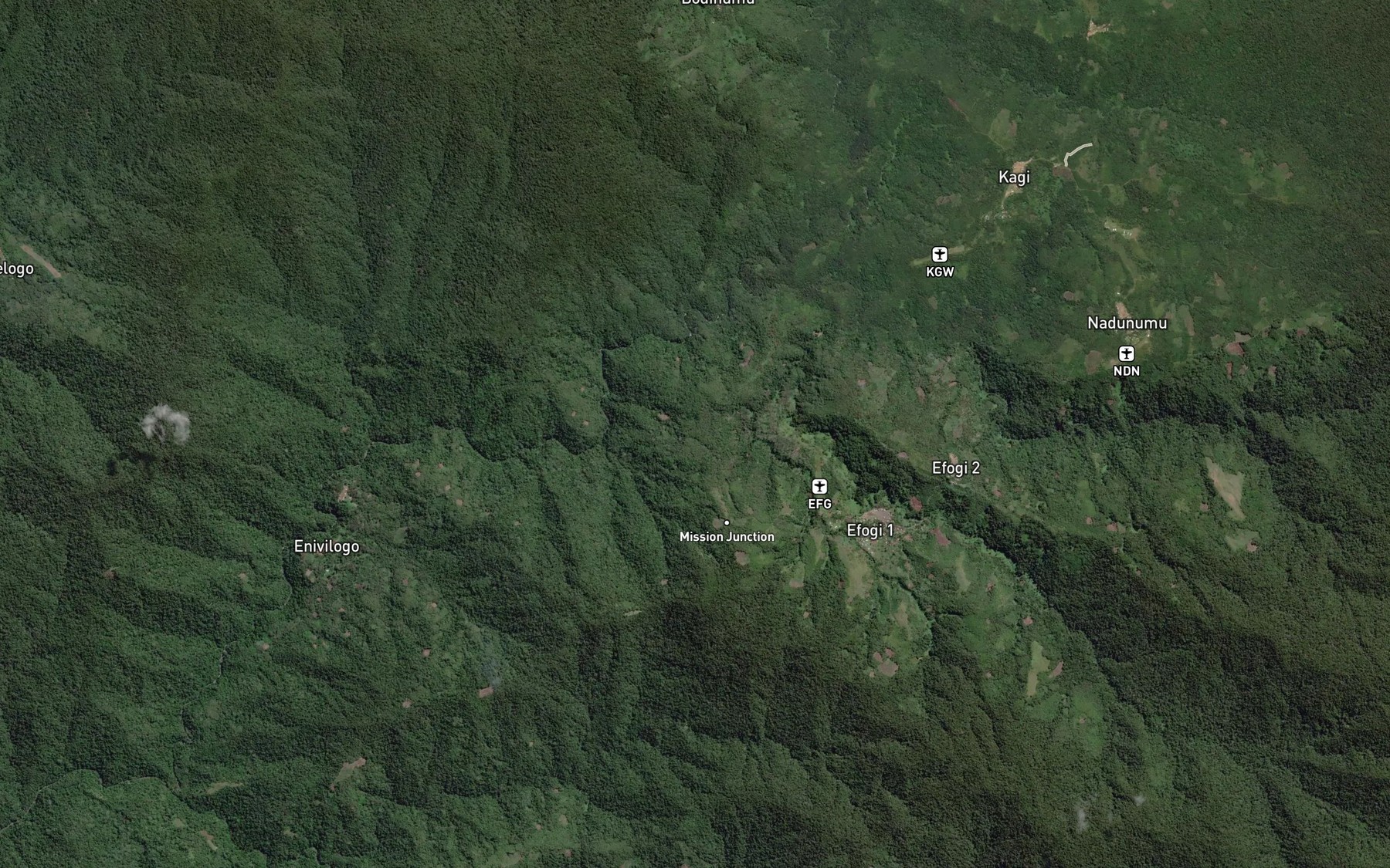 Satellite map of the Efogi River