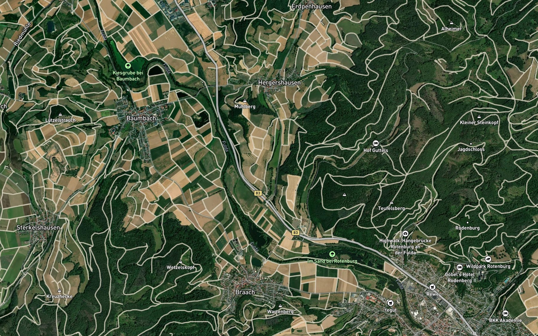 Satellite map of the Gude