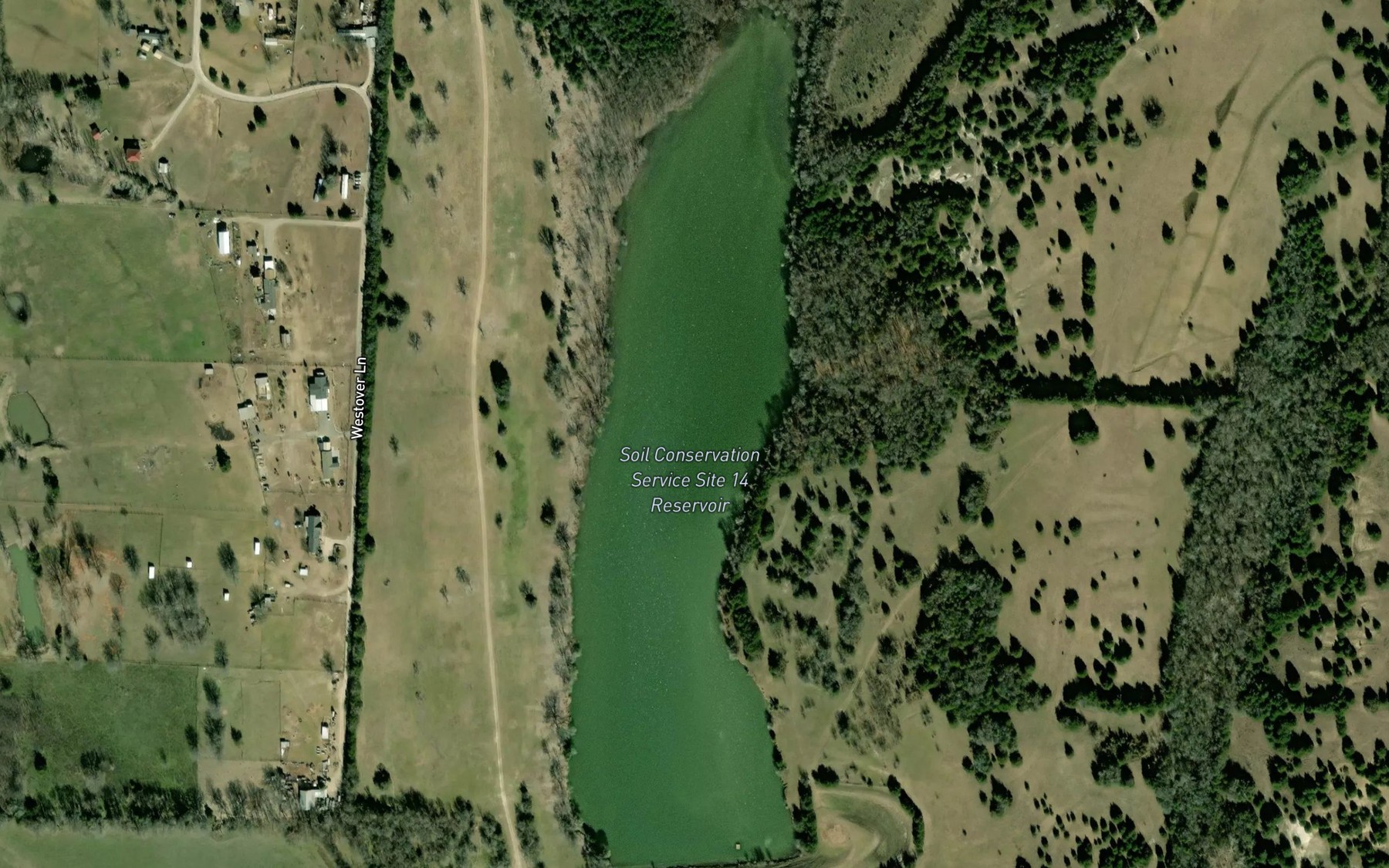 Satellite map of the Soil Conservation Service Site 14 Reservoir
