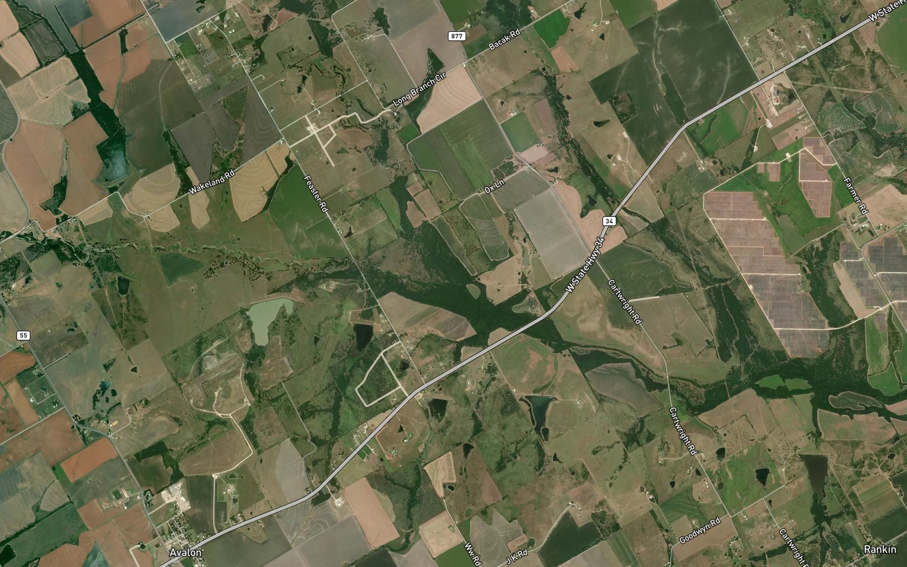 Satellite map of the Little Onion Creek