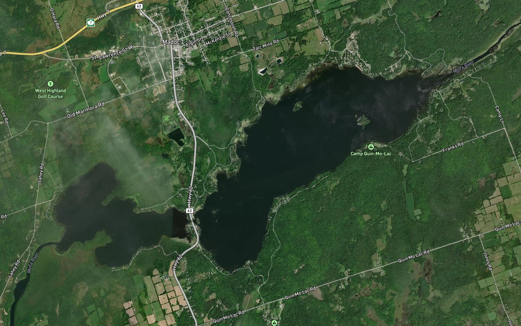 Satellite map of the Moira Lake