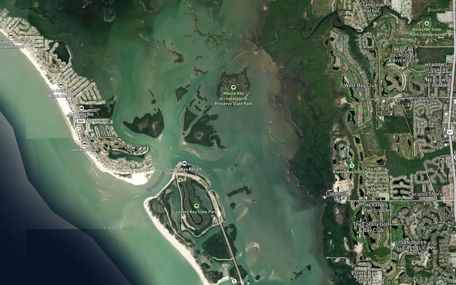 Satellite map of the Estero Bay