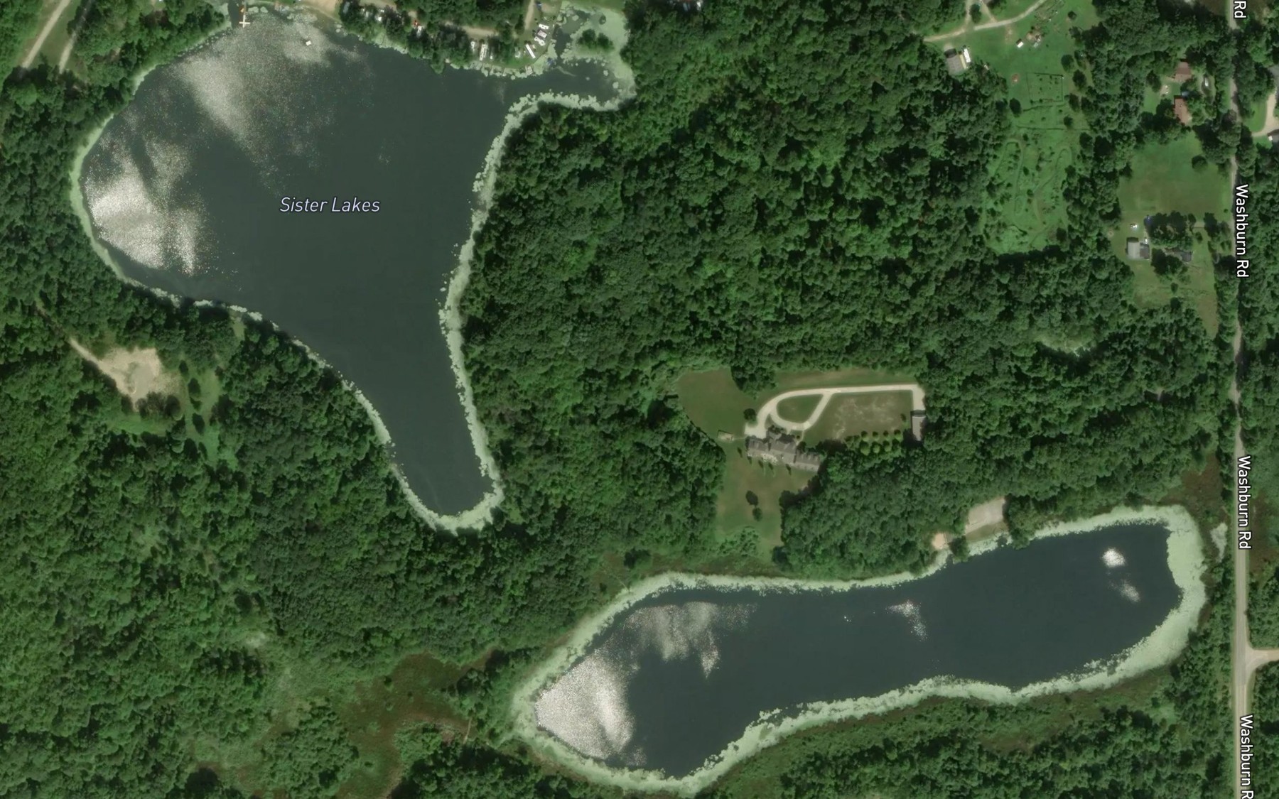 Satellite map of the Sister Lakes