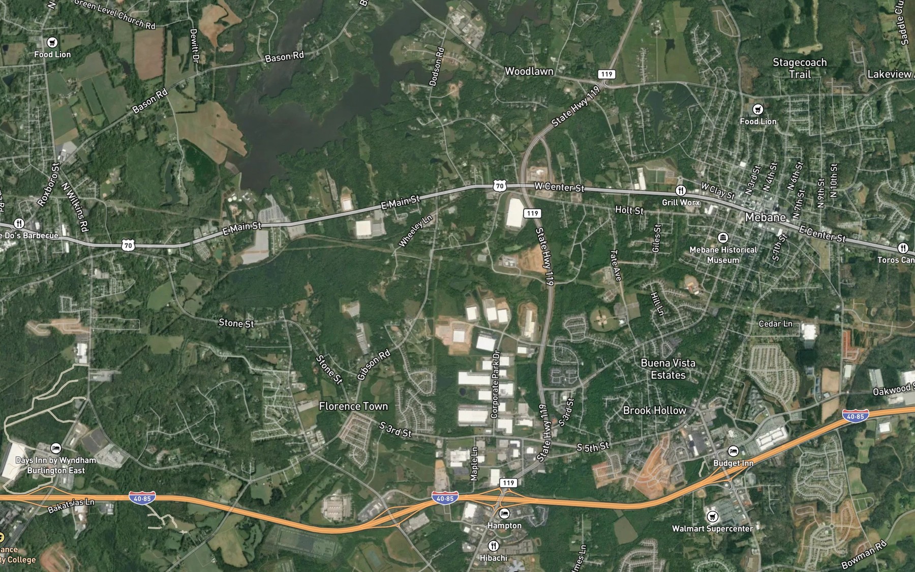 Satellite map of the Latham Lake