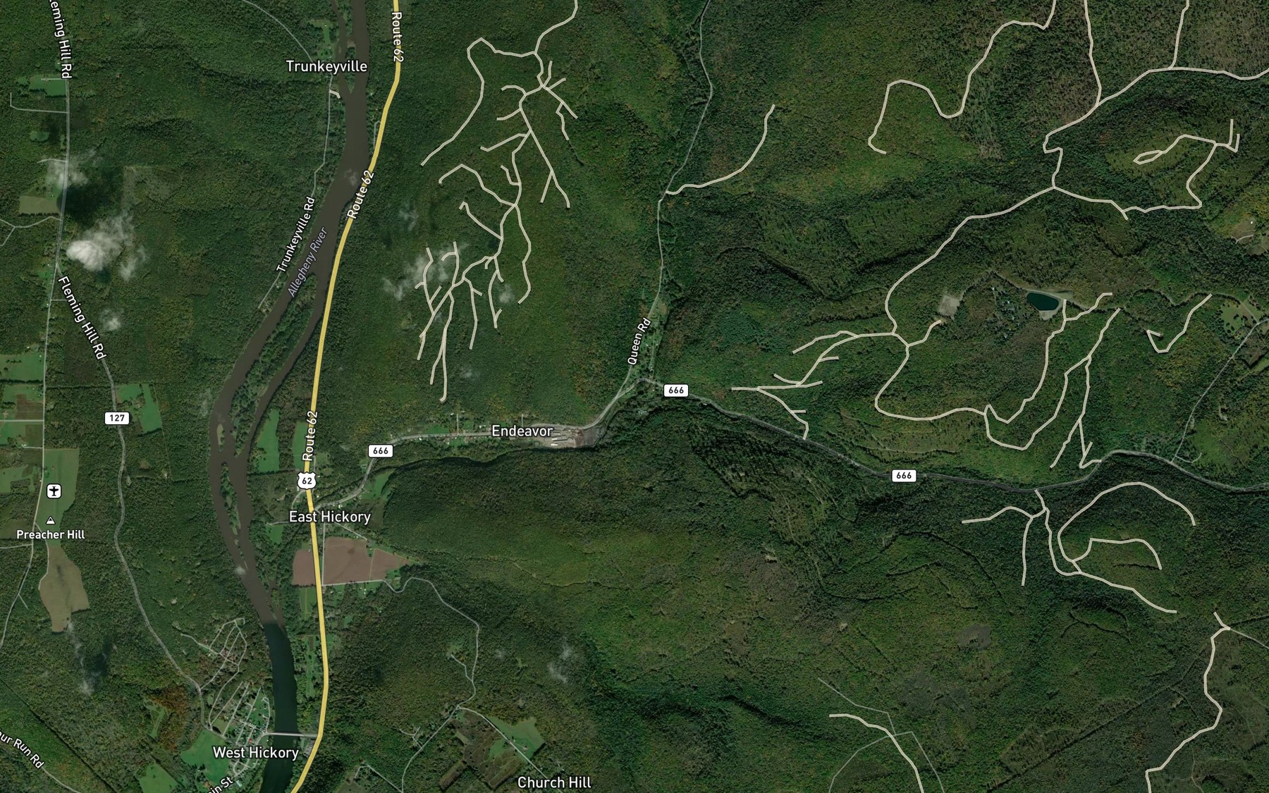 Satellite map of the Beaver Run