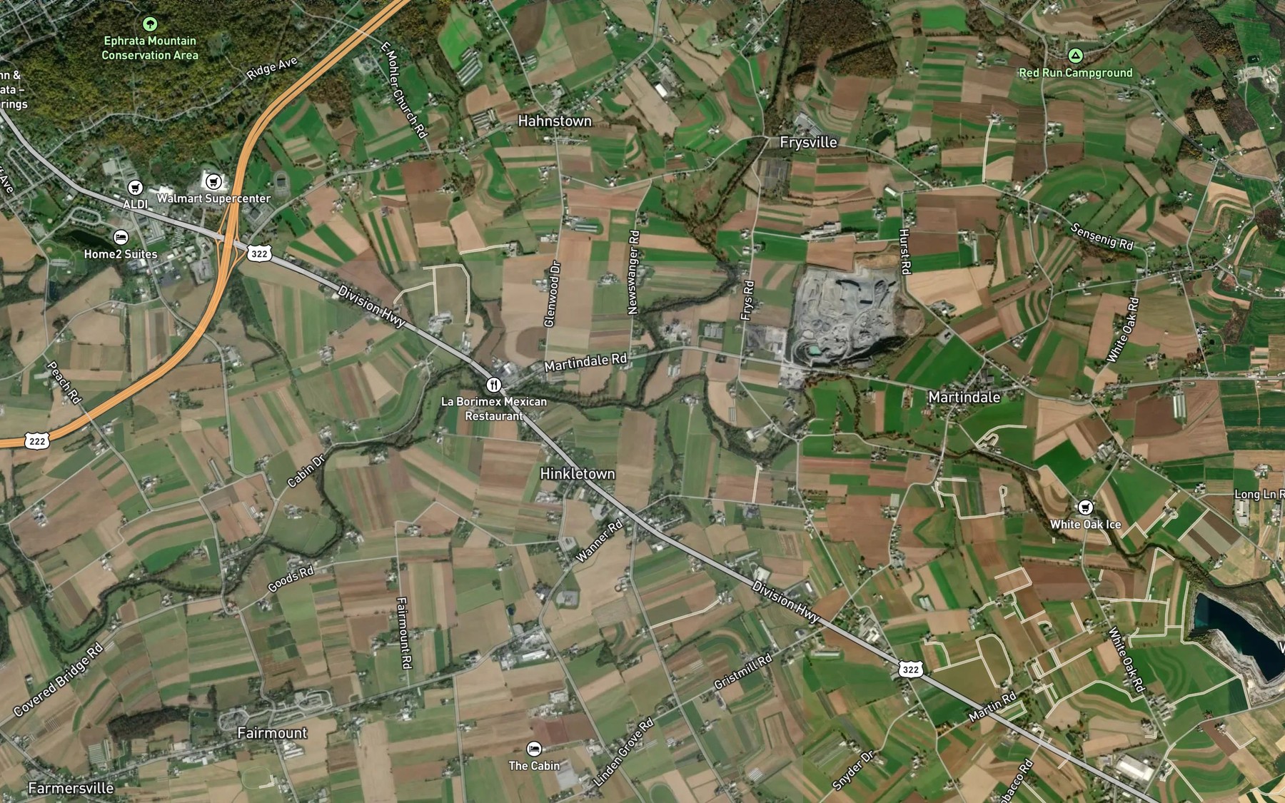 Satellite map of the Muddy Creek