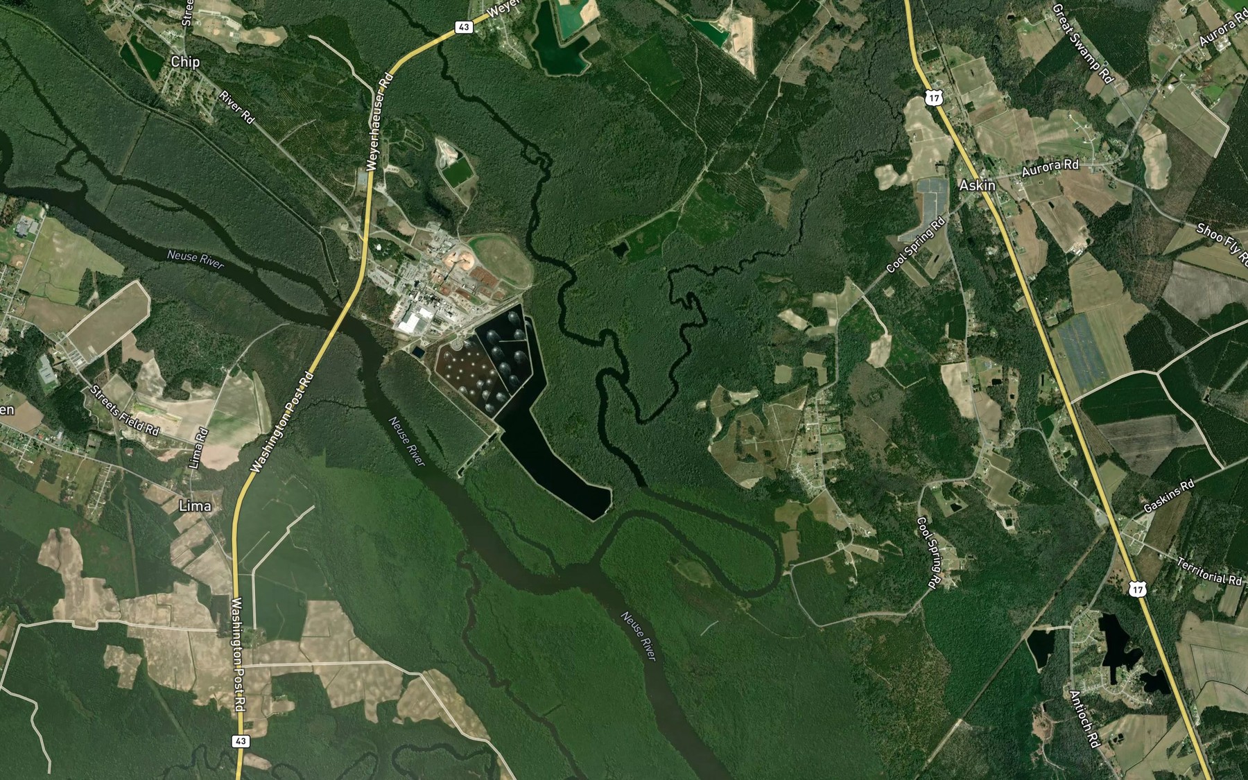 Satellite map of the Little Swift Creek