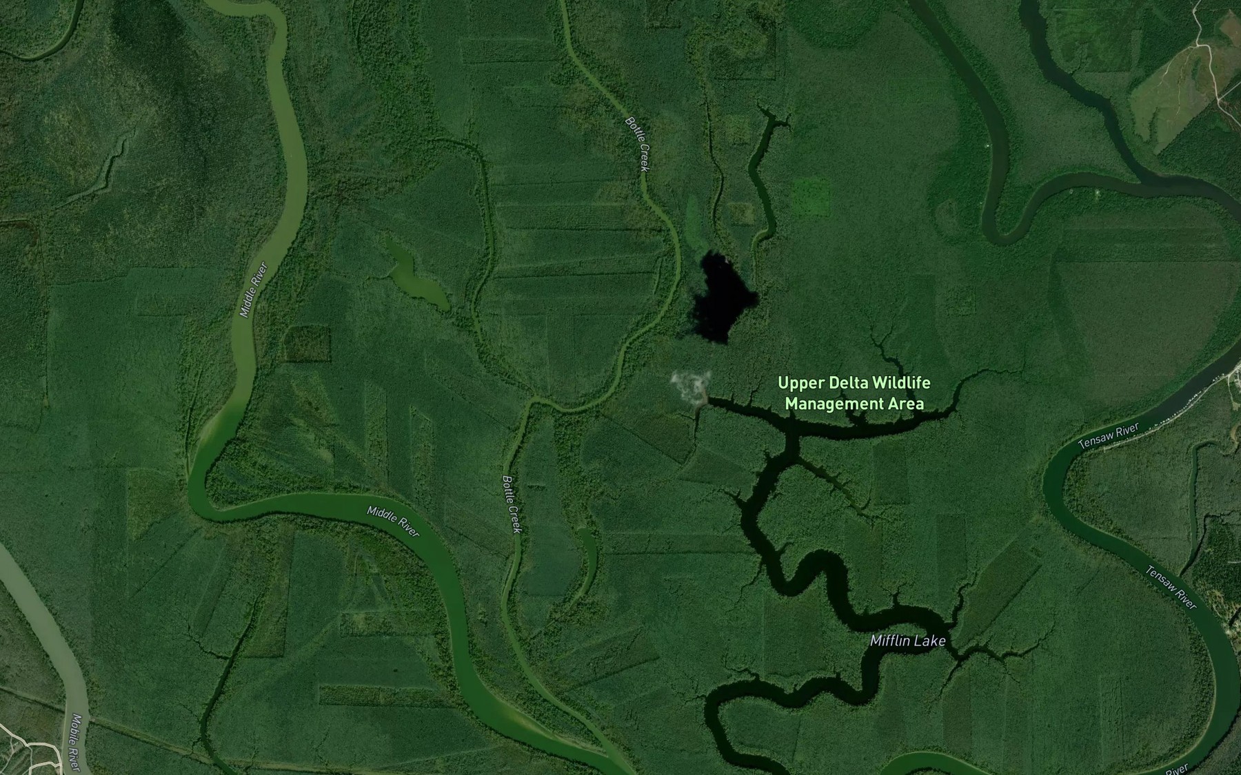 Satellite map of the Bottle Creek