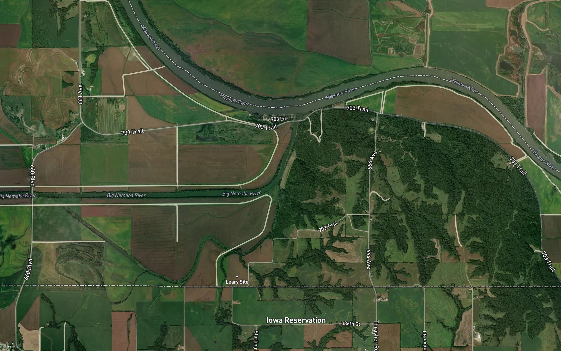Satellite map of the Roys Creek