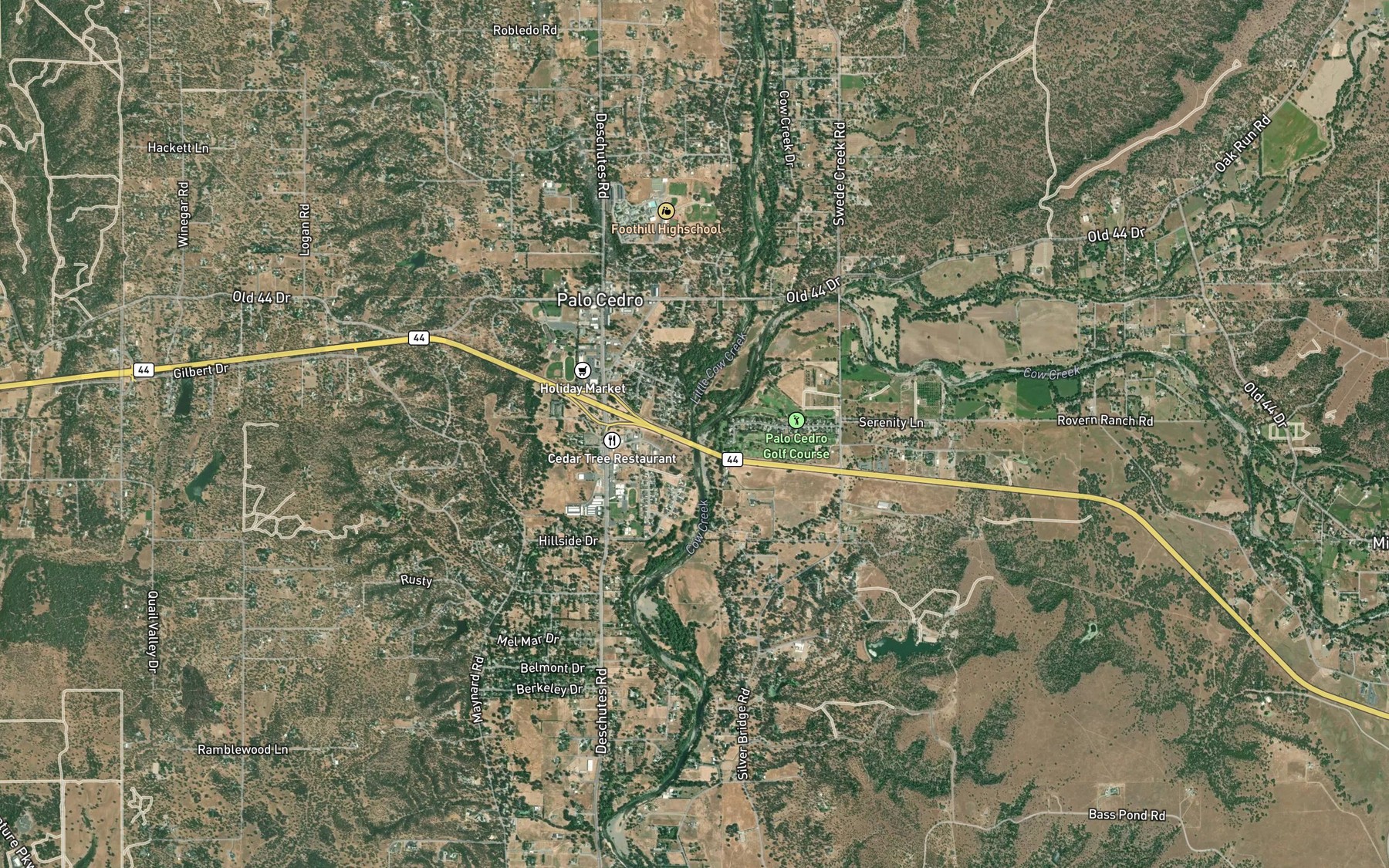 Satellite map of the Little Cow Creek