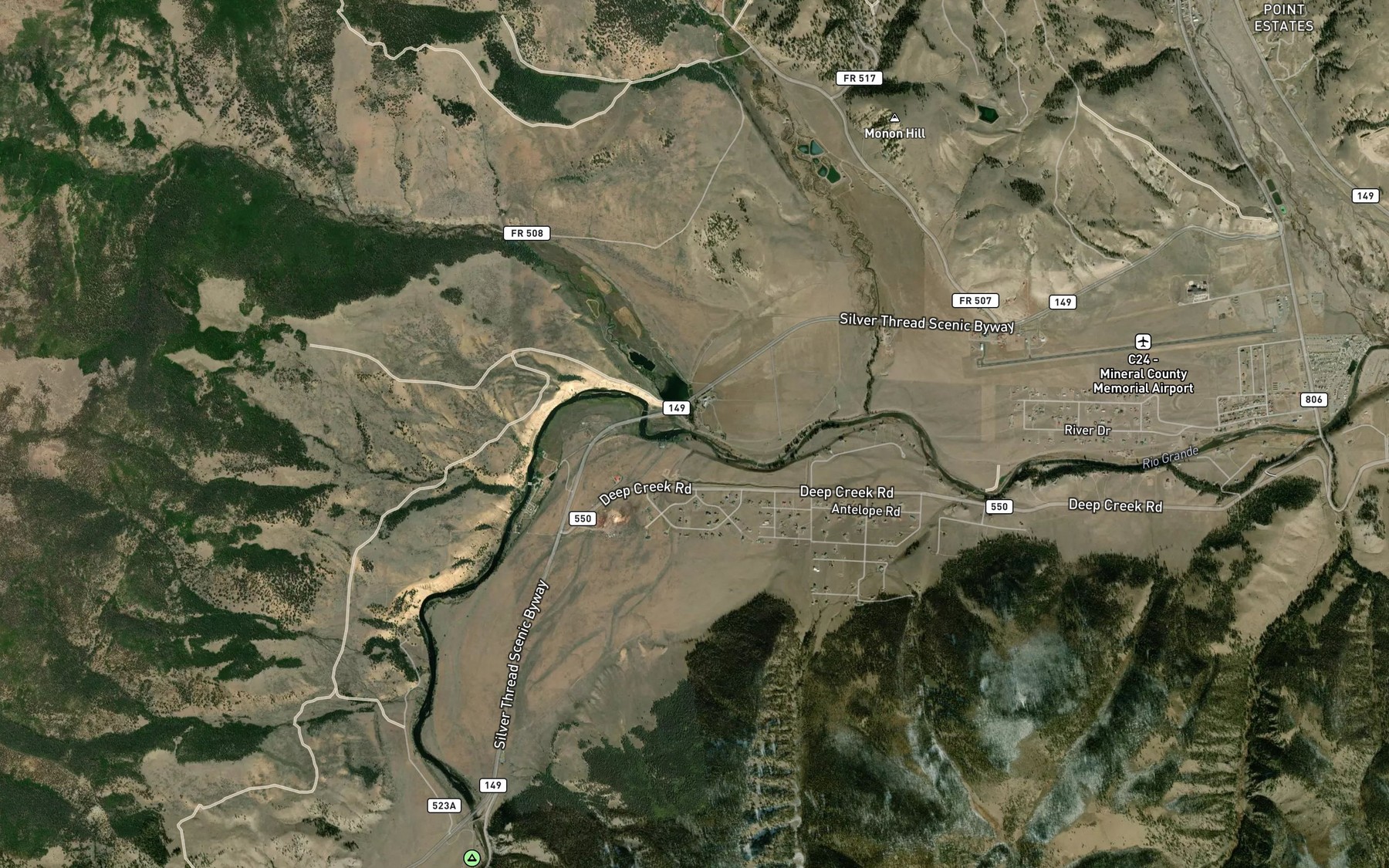 Satellite map of the Shallow Creek