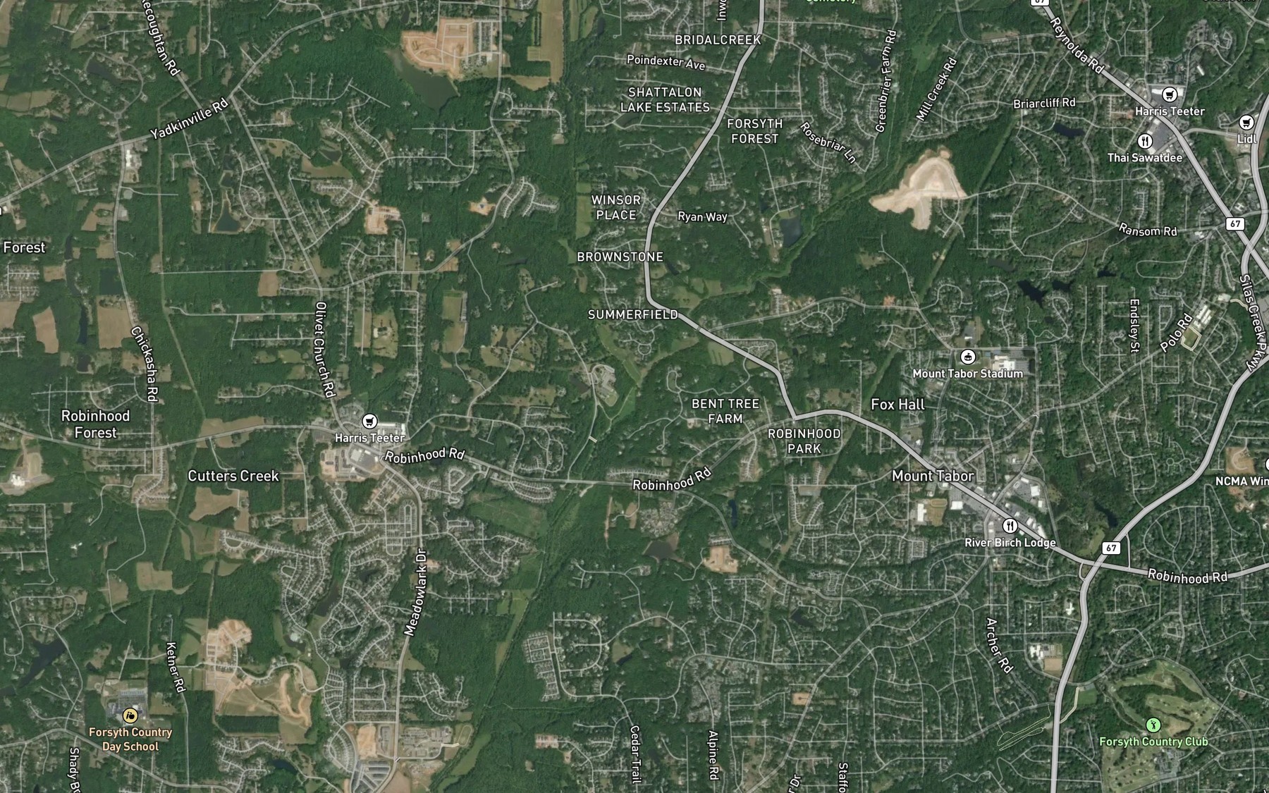 Satellite map of the Mill Creek