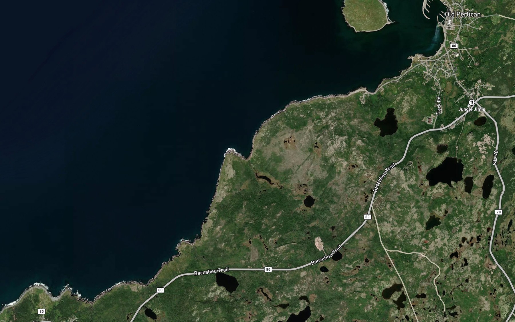 Satellite map of the War Head Cove