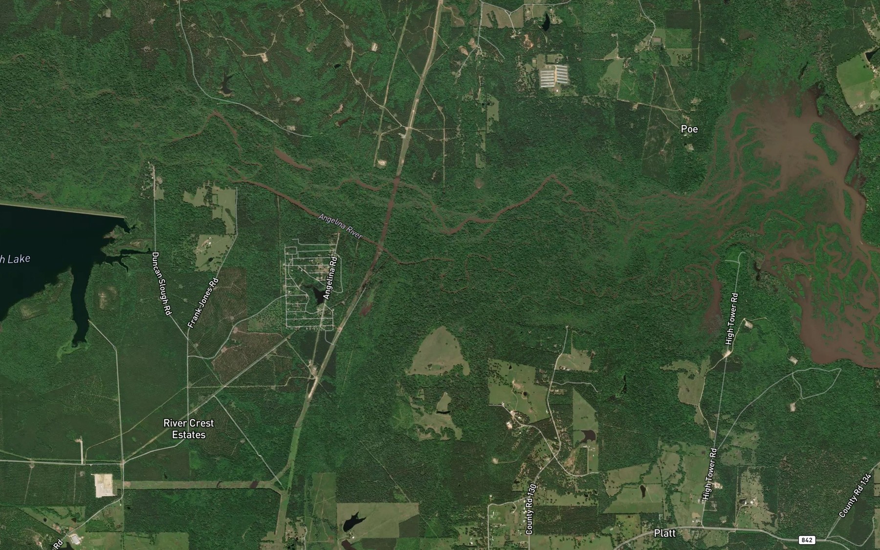 Satellite map of the Paper Mill Creek