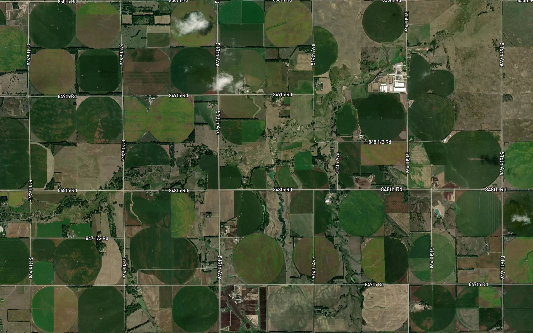 Satellite map of the Pebble Creek