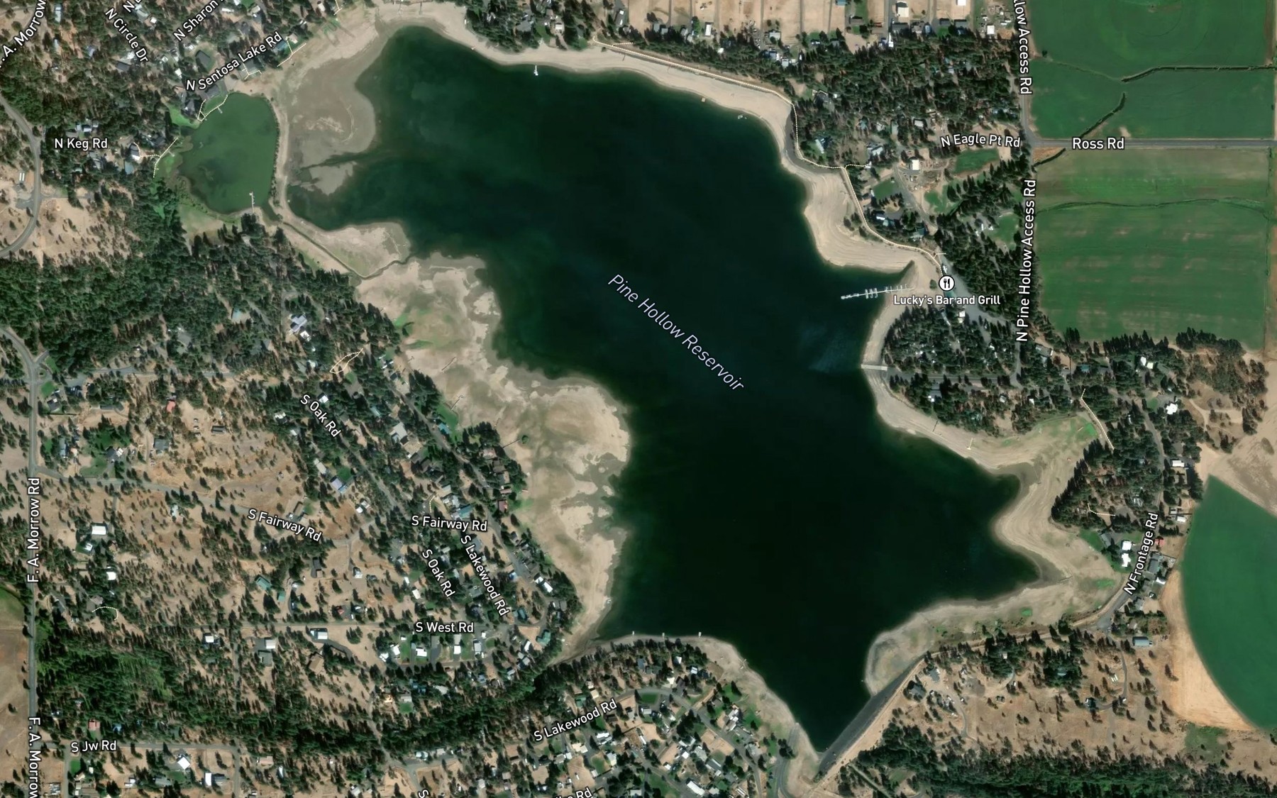 Satellite map of the Pine Hollow Reservoir