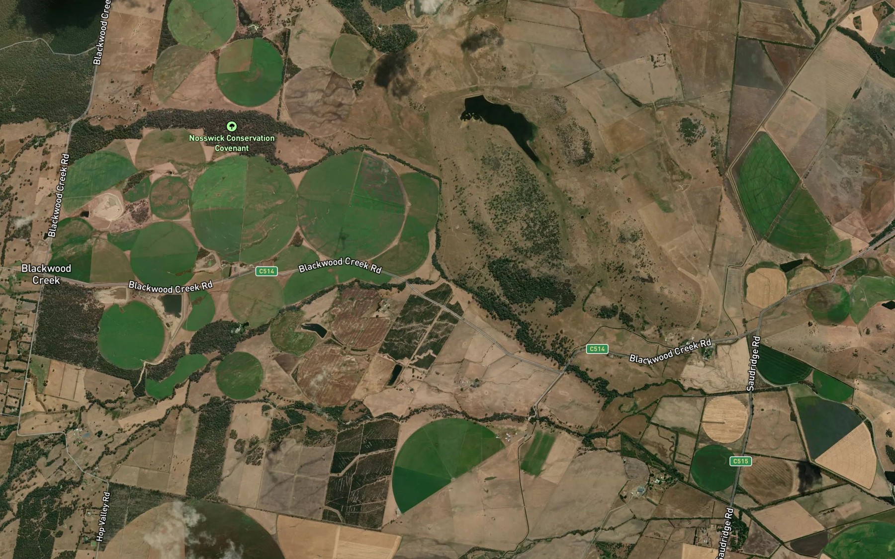 Satellite map of the Weston Rivulet
