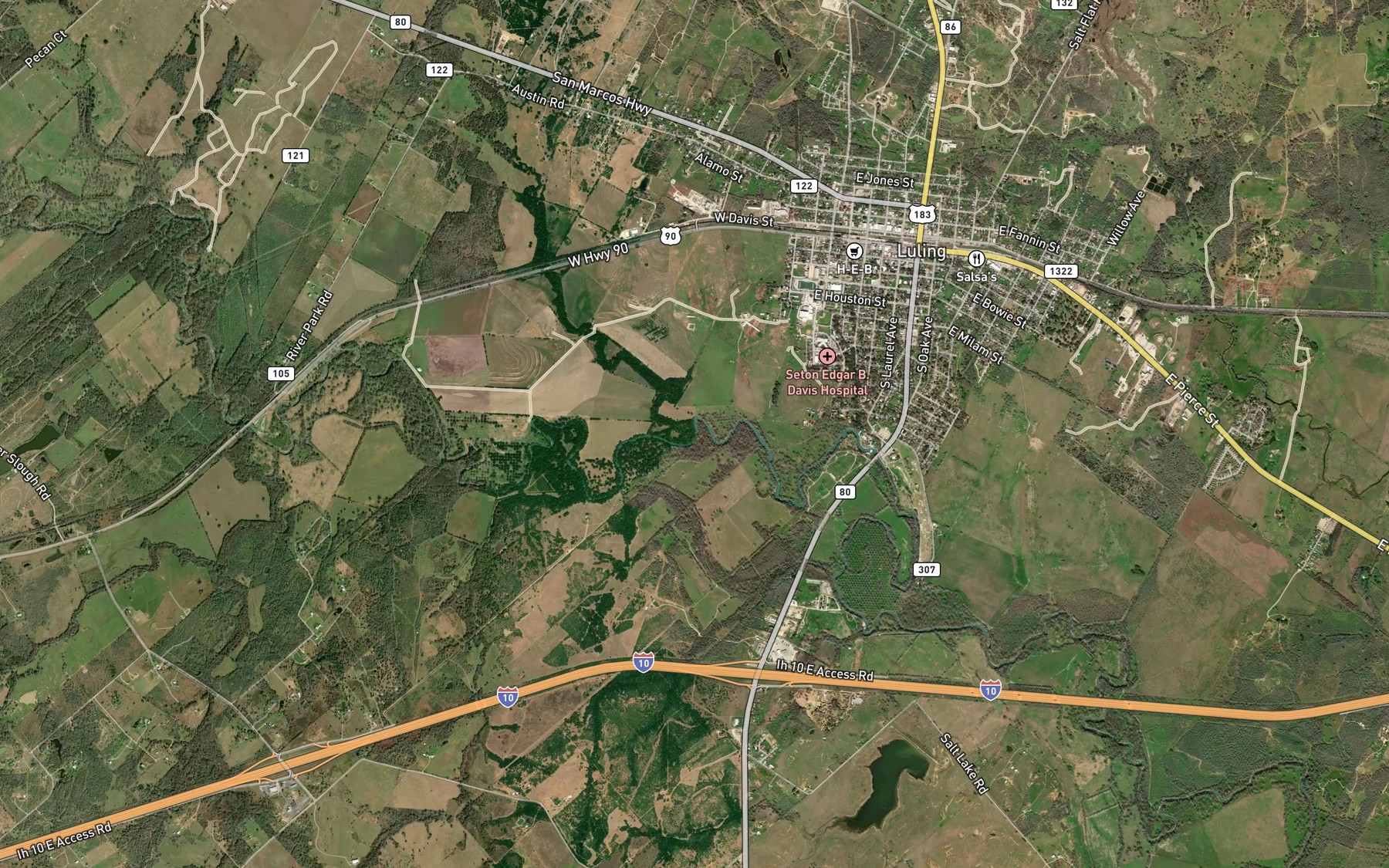 Satellite map of the Seals Creek