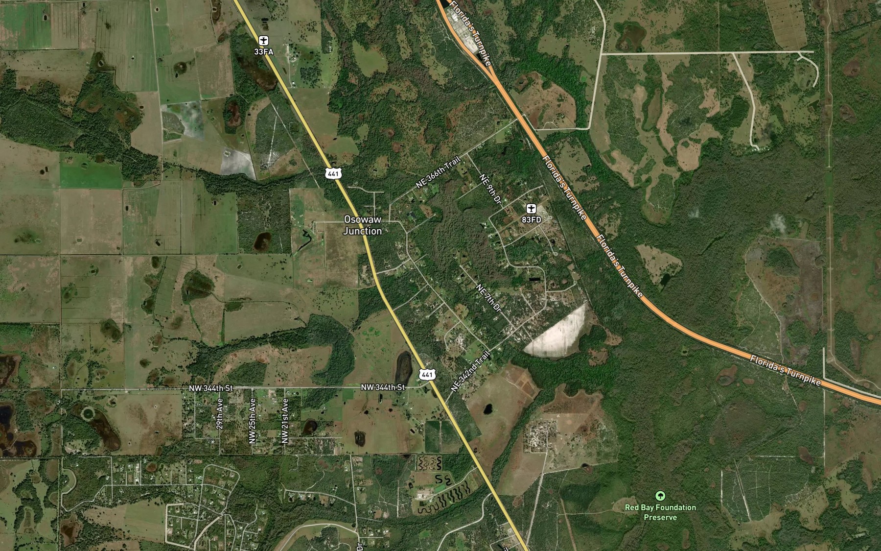 Satellite map of the Parker Slough