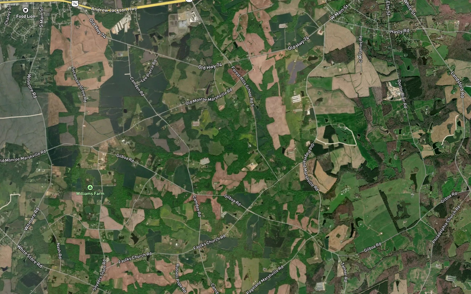 Satellite map of the Horsepen Branch