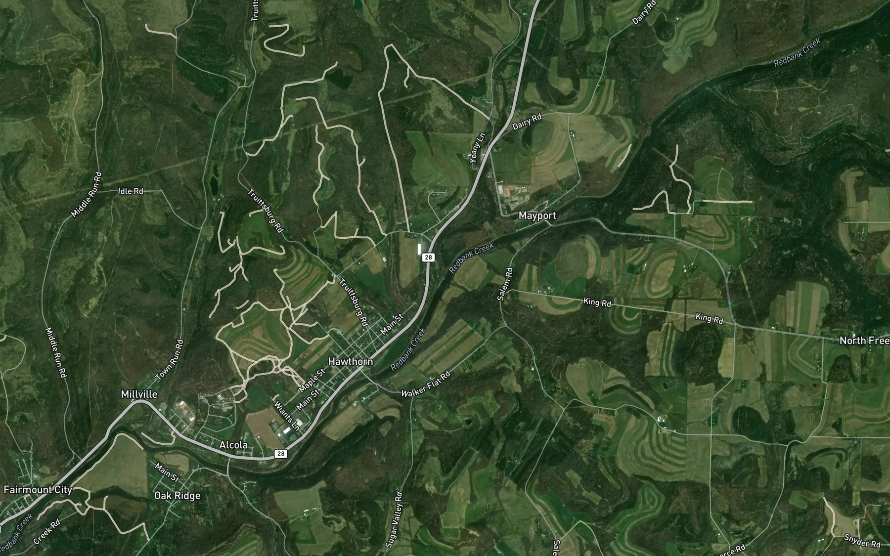 Satellite map of the Pine Creek
