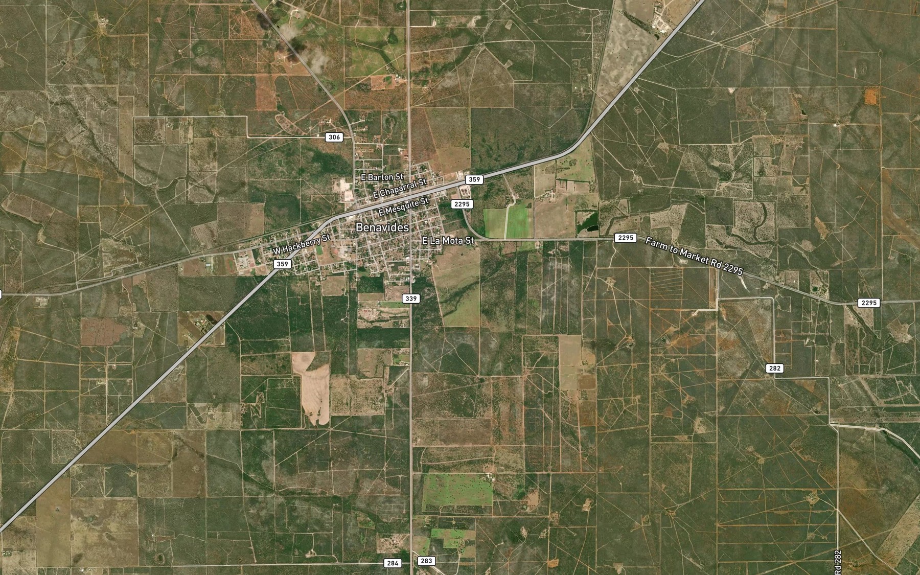 Satellite map of the Las Animas Creek