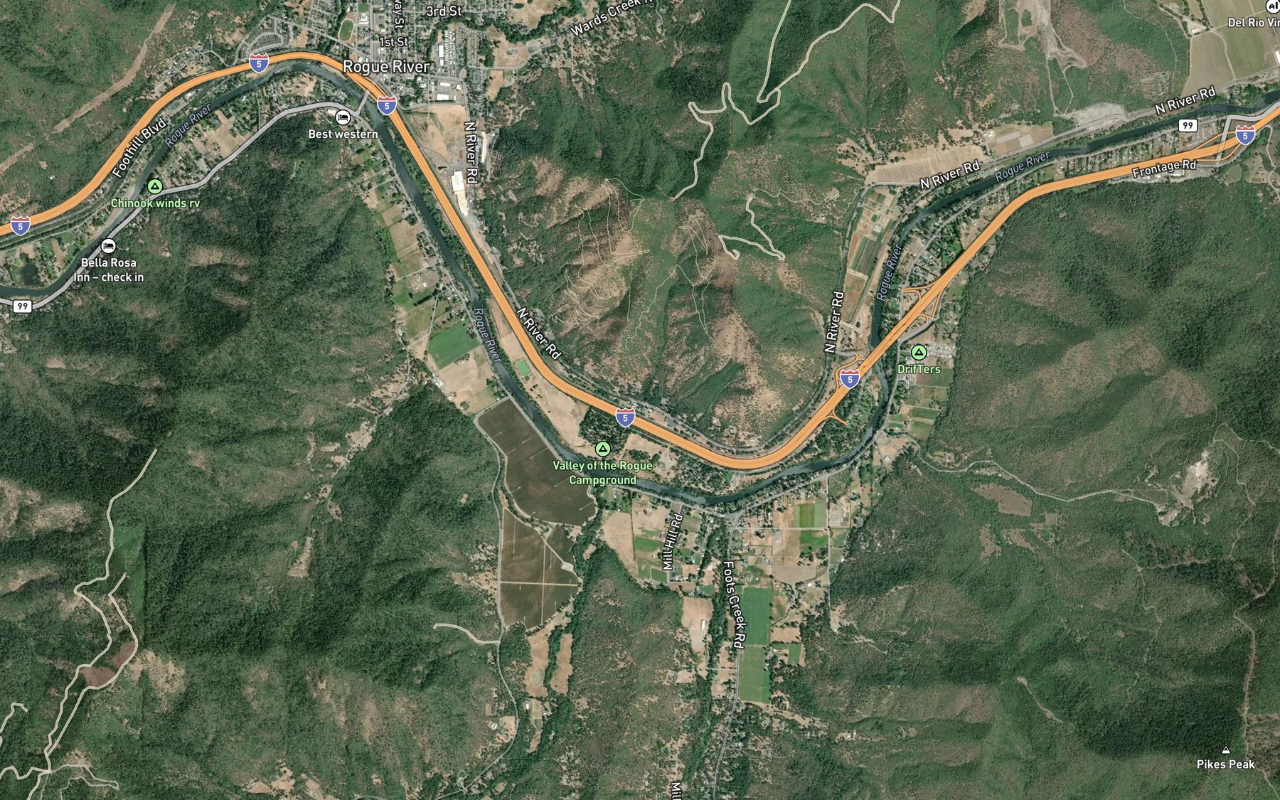 Satellite map of the White Spring Branch