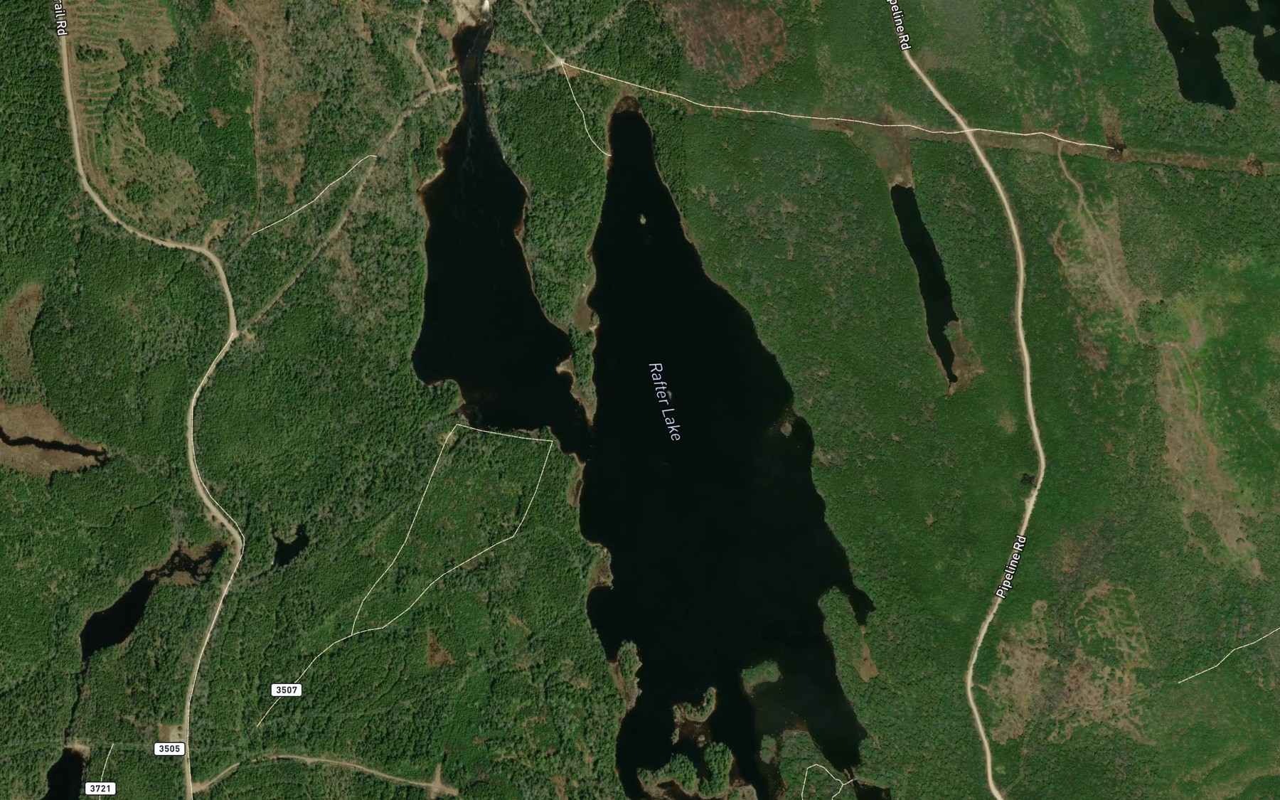 Satellite map of the Rafter Lake