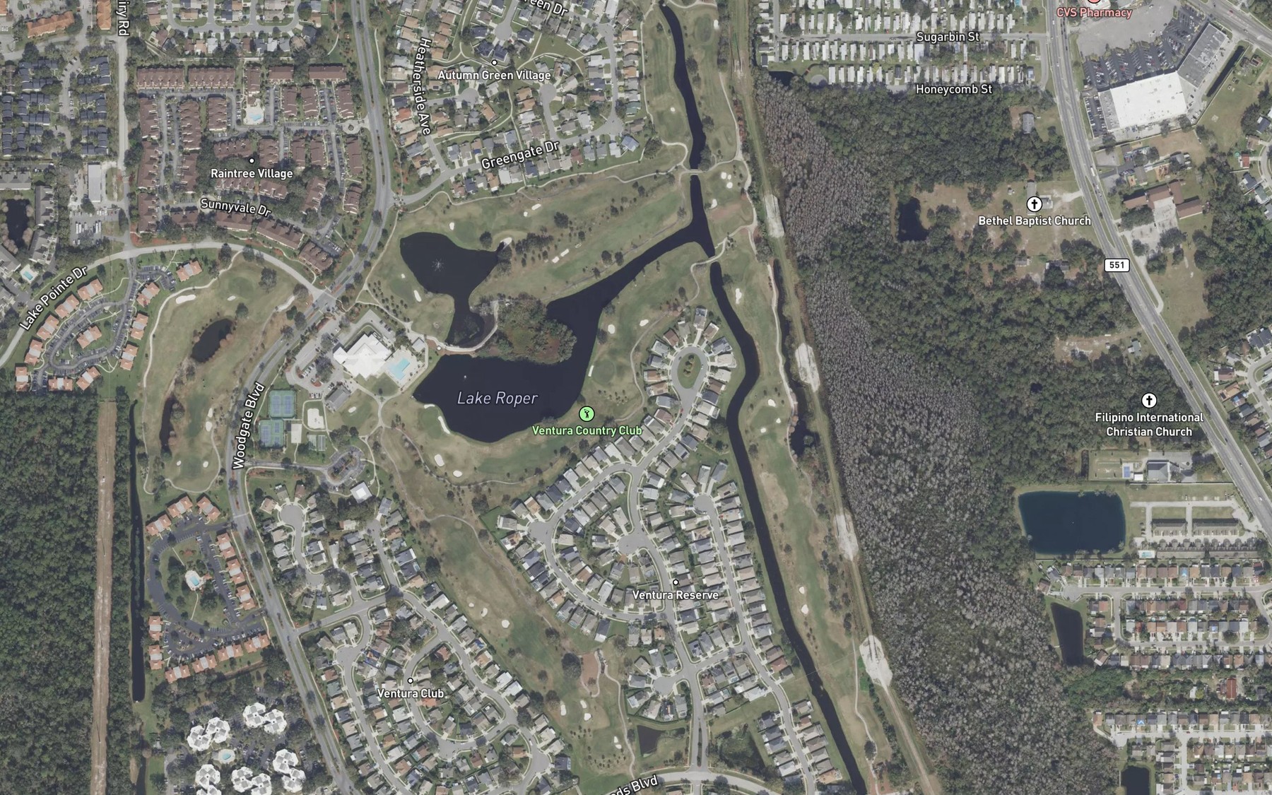 Satellite map of the Lake Roper