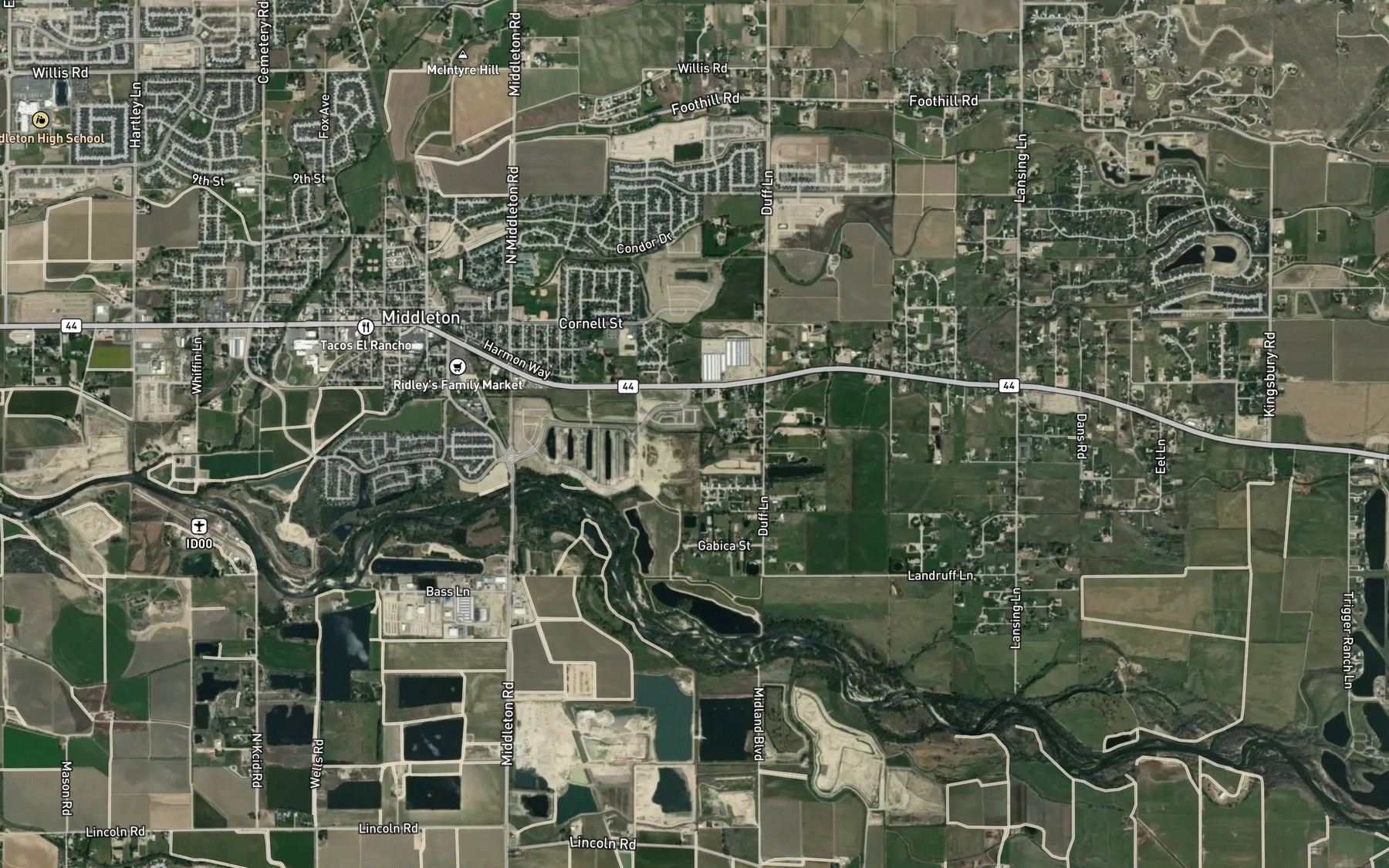 Satellite map of the South Middleton Drain