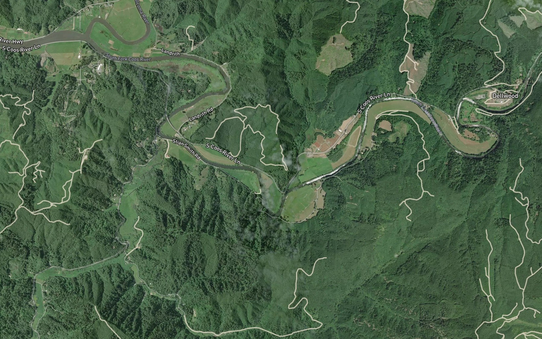 Satellite map of the Rogers Spring