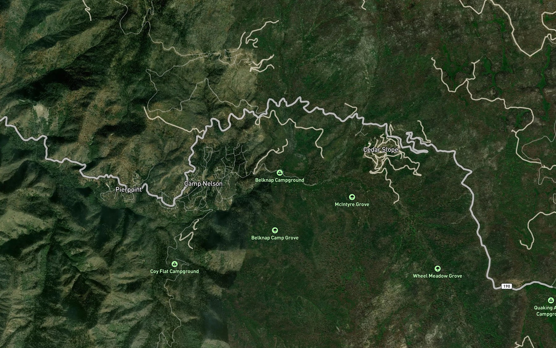 Satellite map of the Belknap Creek