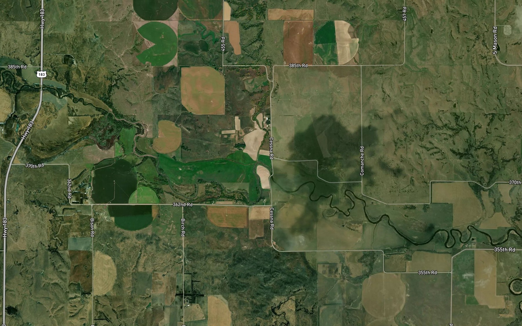 Satellite map of the Elk Creek