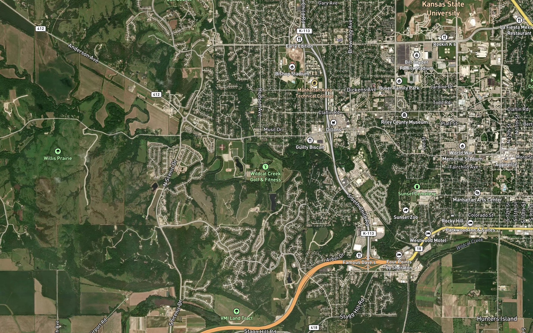 Satellite map of the Little Kitten Creek