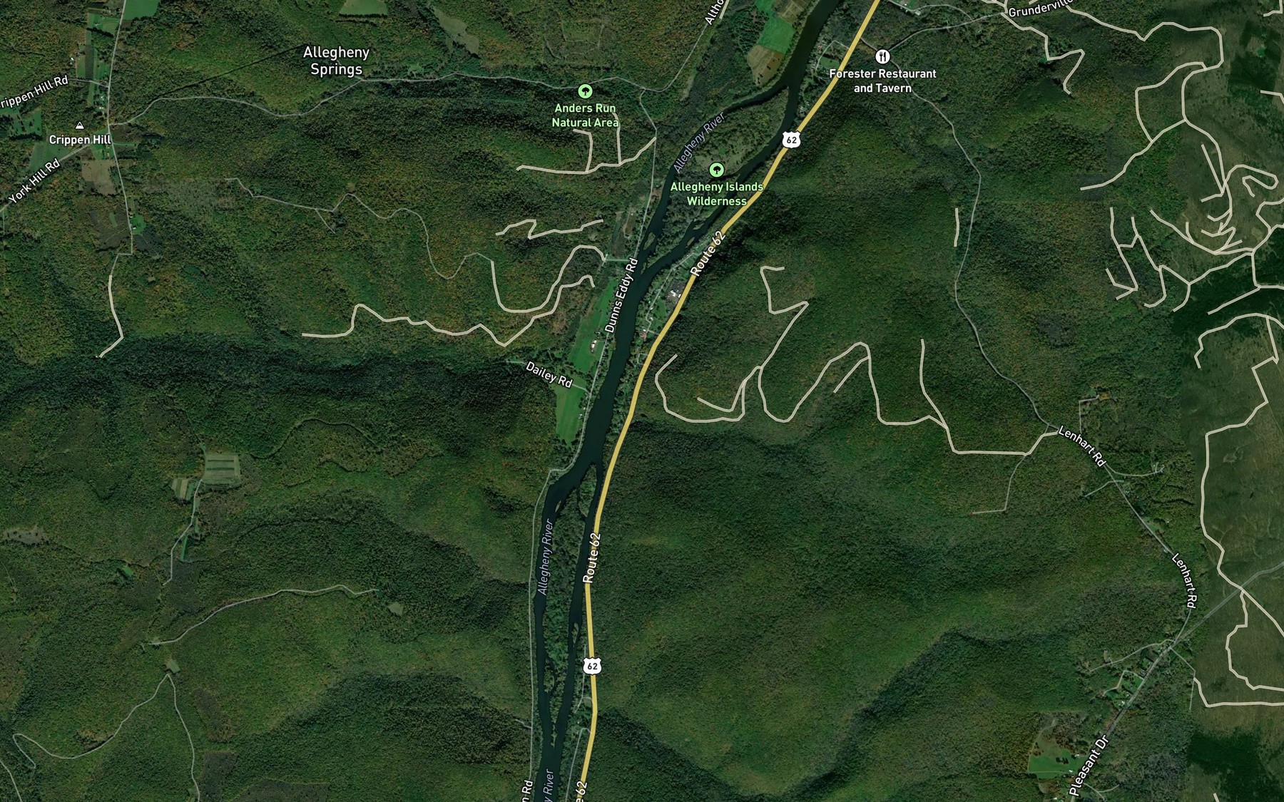 Satellite map of the Dunn Run