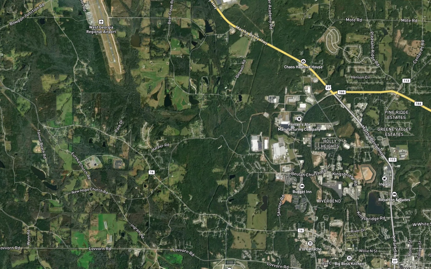 Satellite map of the Bear Creek