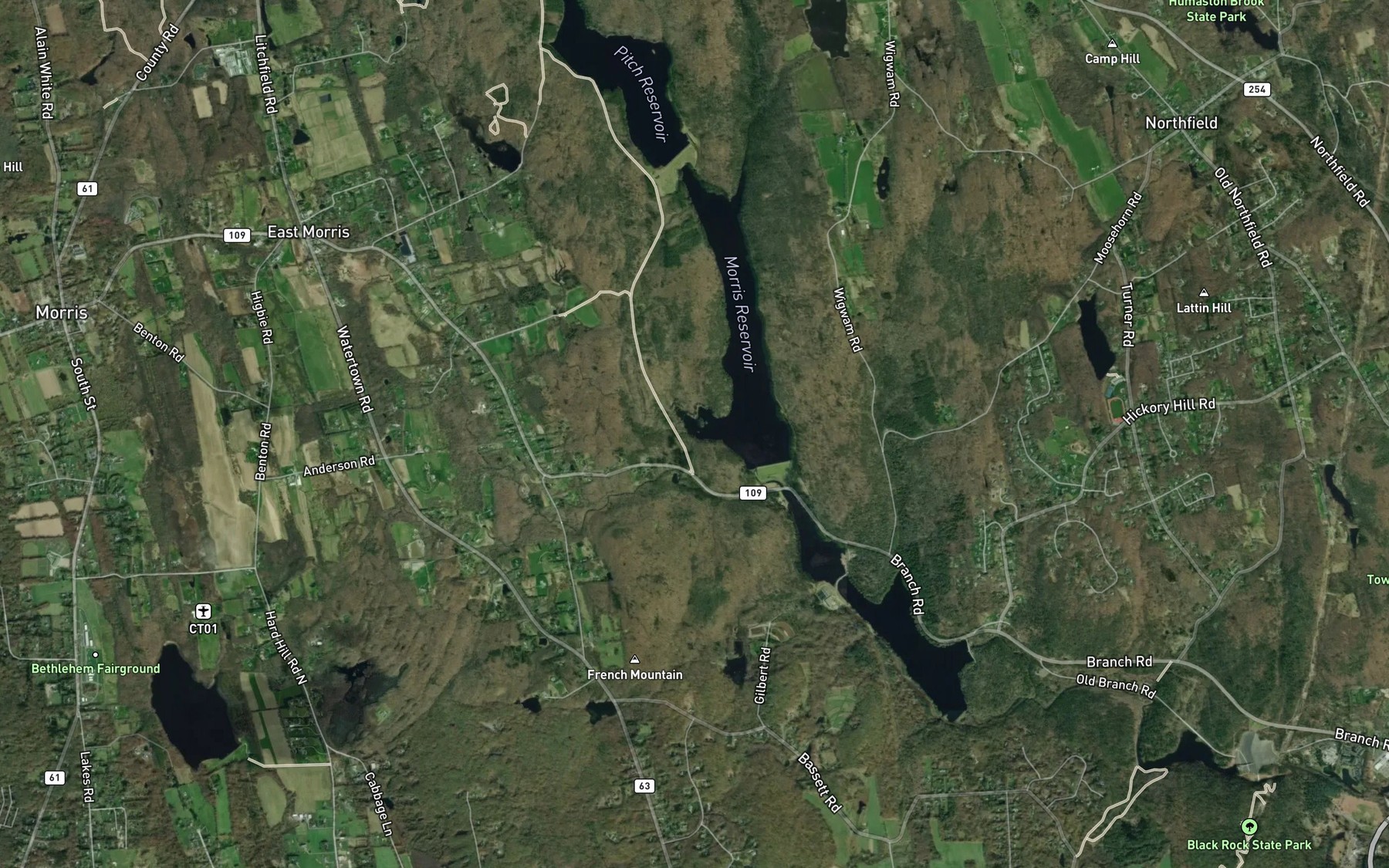 Satellite map of the Slab Meadow Brook
