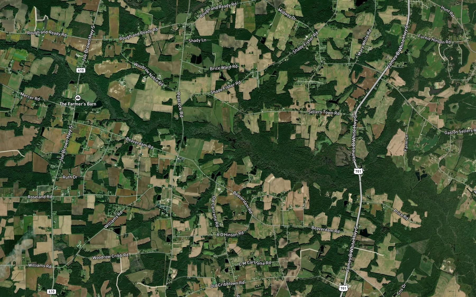 Satellite map of the Sweet Water Branch