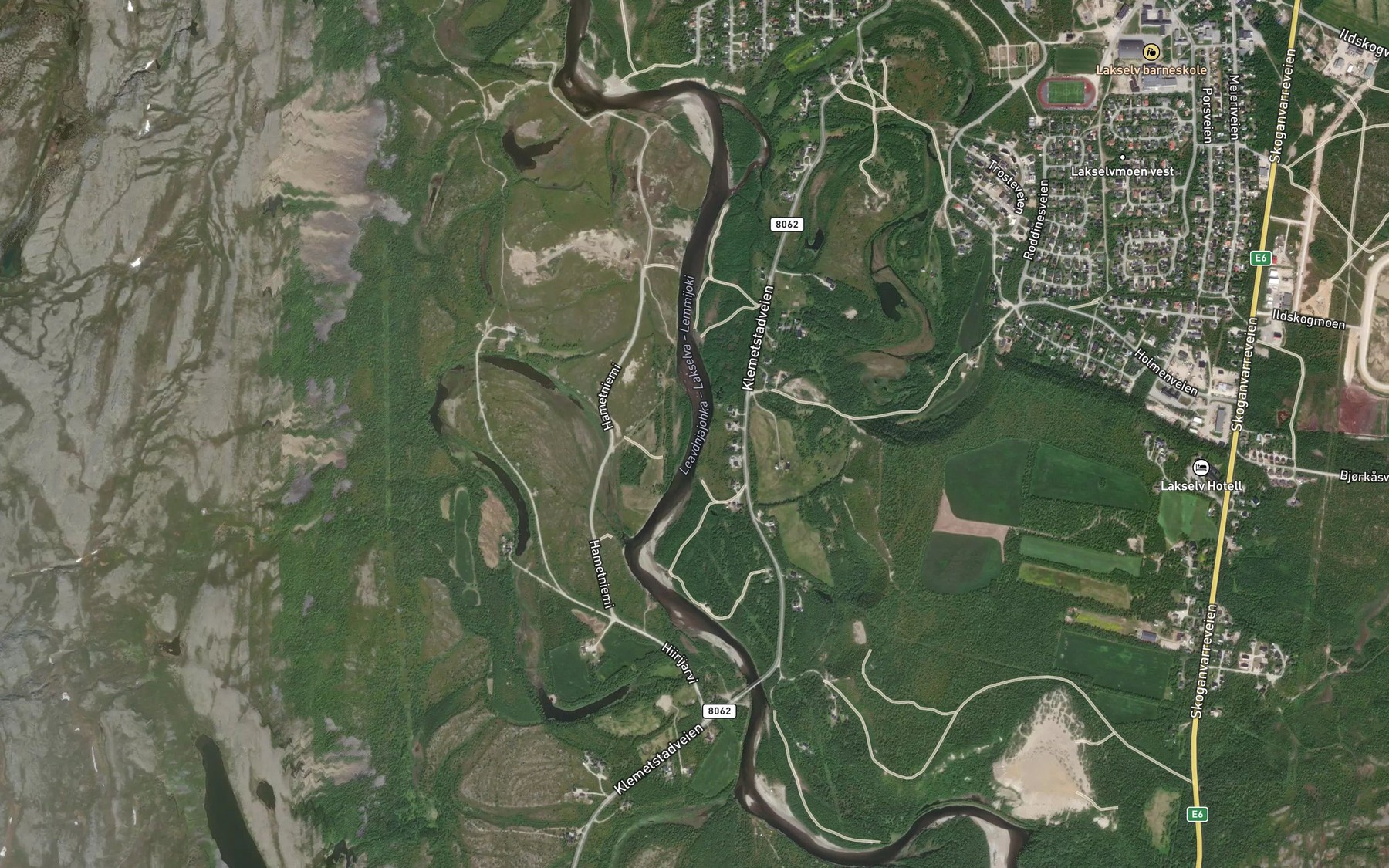 Satellite map of the Lenastryket