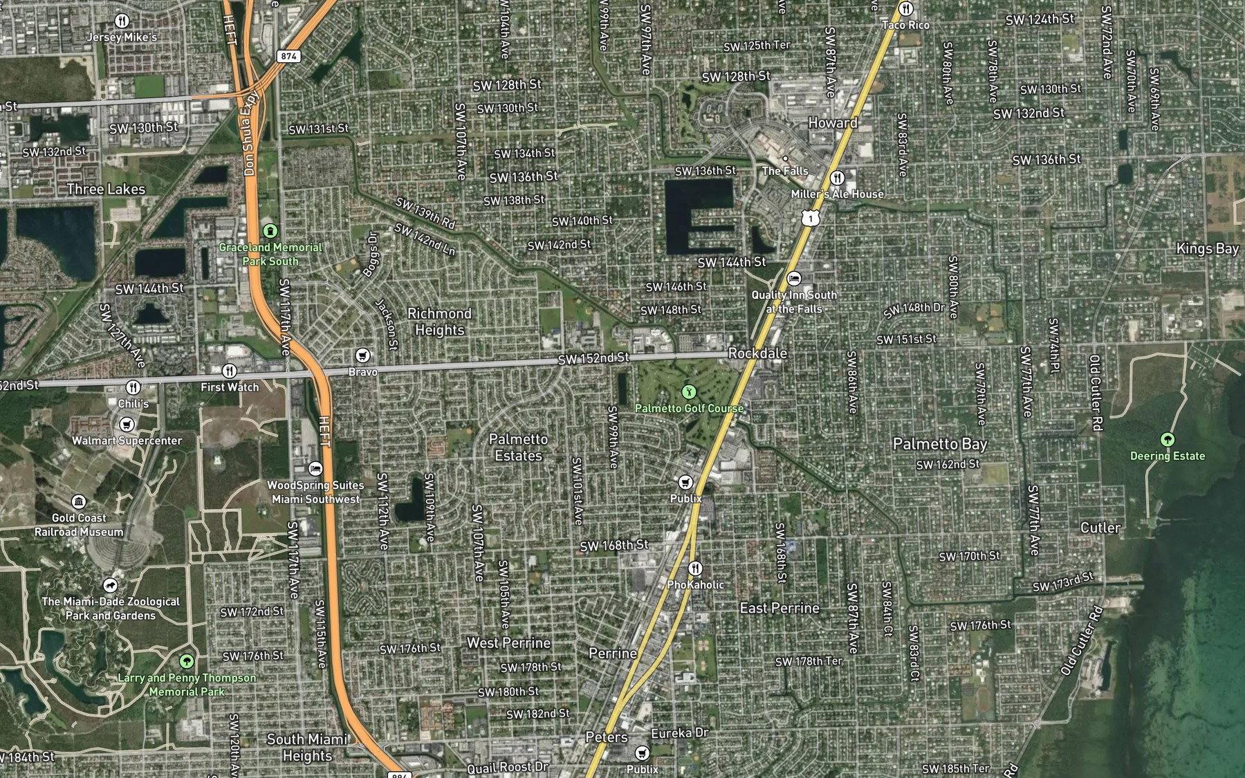 Satellite map of the Palmetto Lake