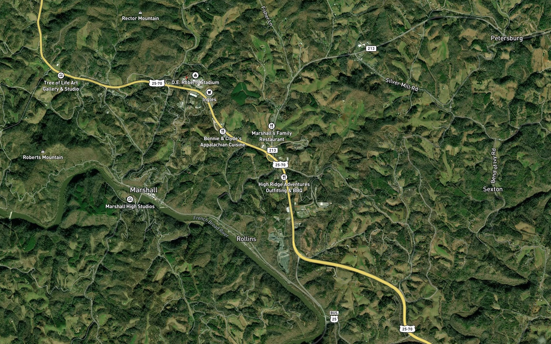 Satellite map of the Profitt Branch