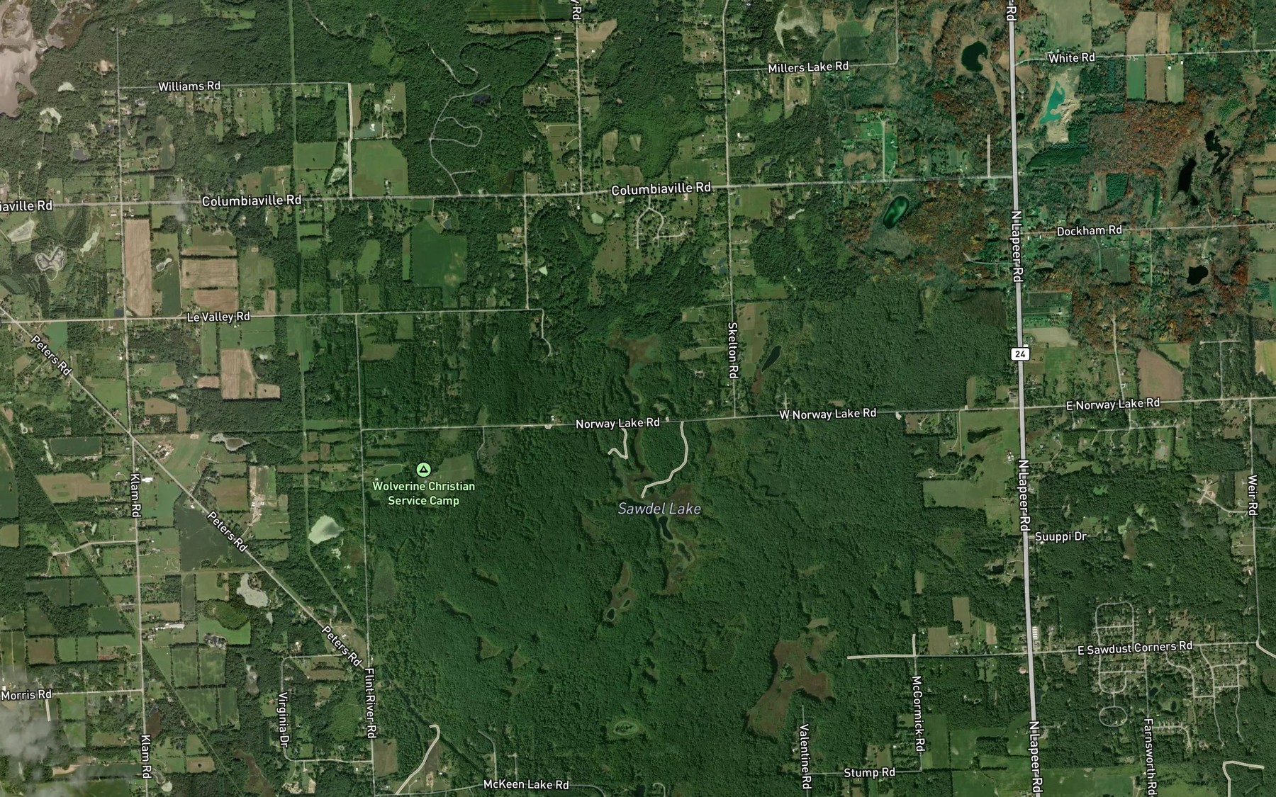 Satellite map of the Hortin Lake